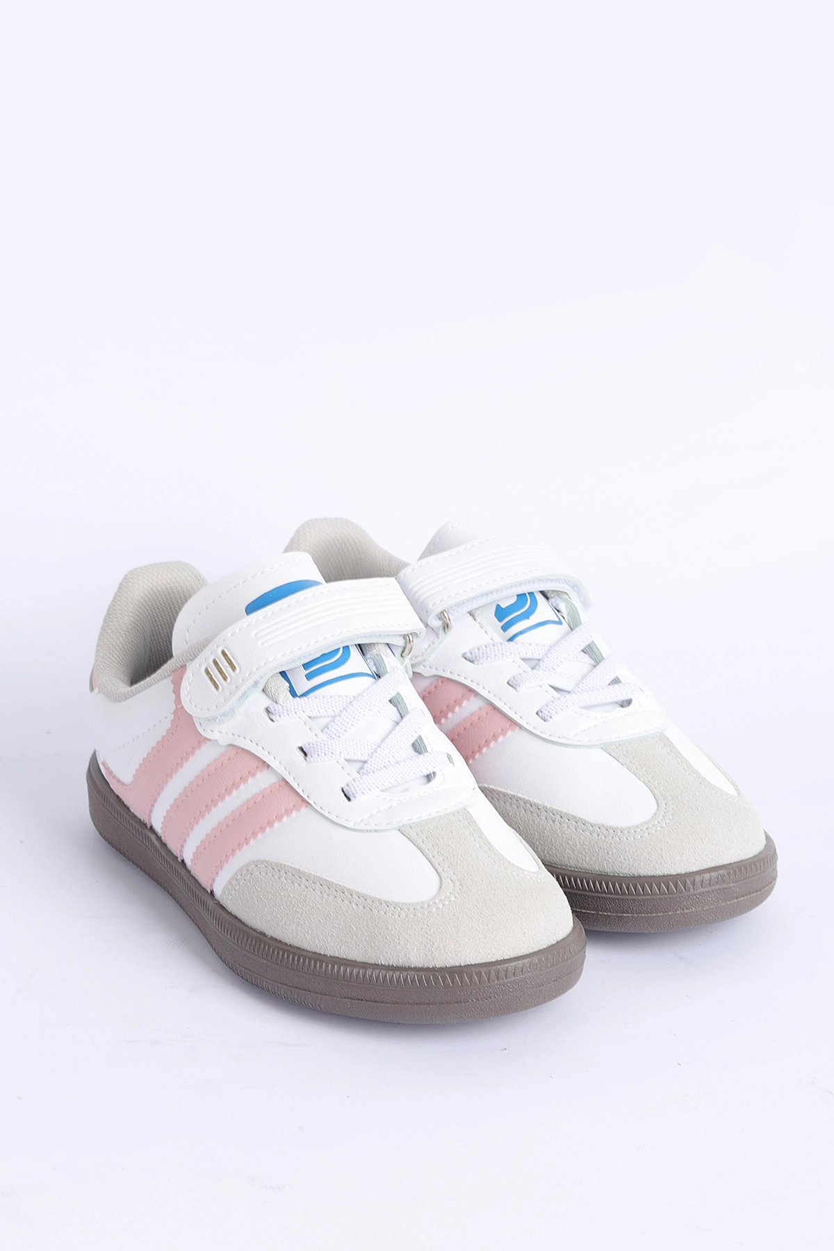 Beyaz Pembe (31-35 Filet ) Yan Şeritli Ön Kısım Süet Cırtlı Çocuk Spor Ayakkabı 309164