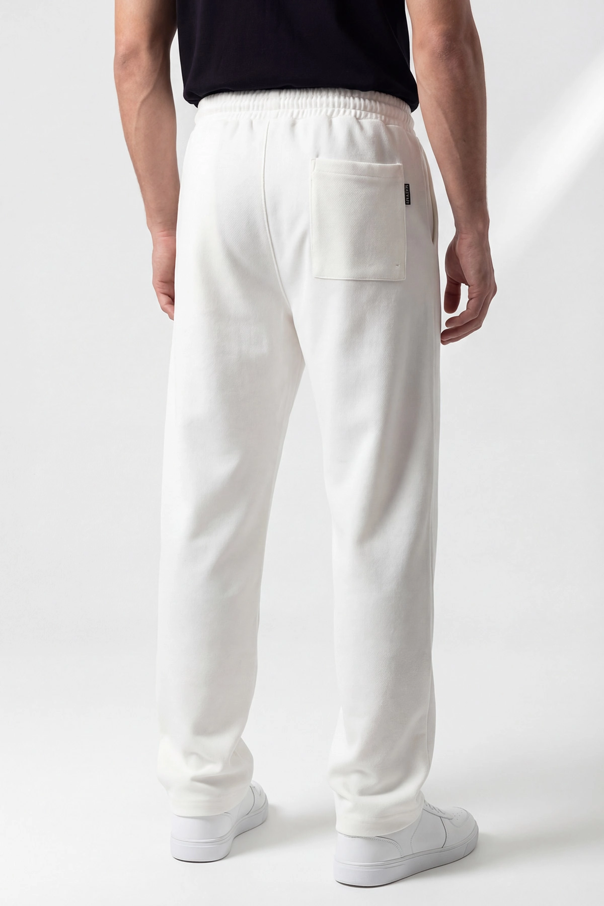 Beyaz Pike Kumaş Baggy Belden Bağlamalı Erkek Pantolon 442080