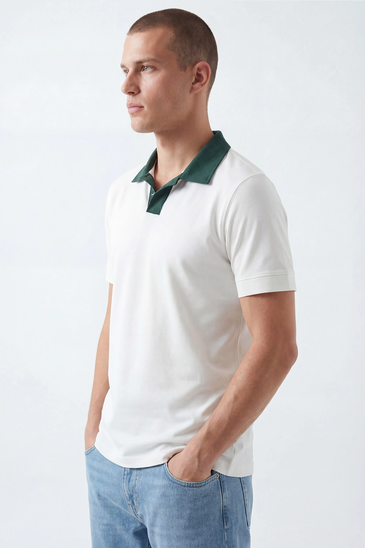 Beyaz Polo Yaka Erkek Tişört 435581