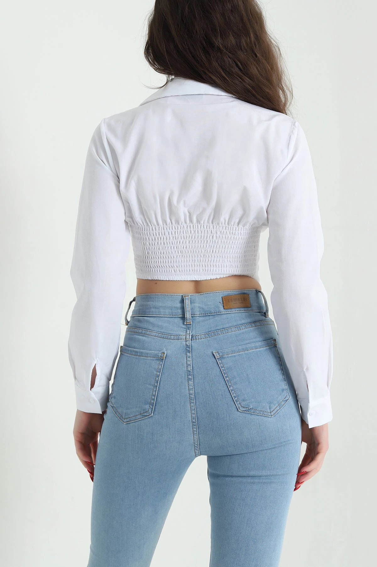 Beyaz Poplin Kadın Korse Gömlek 441657