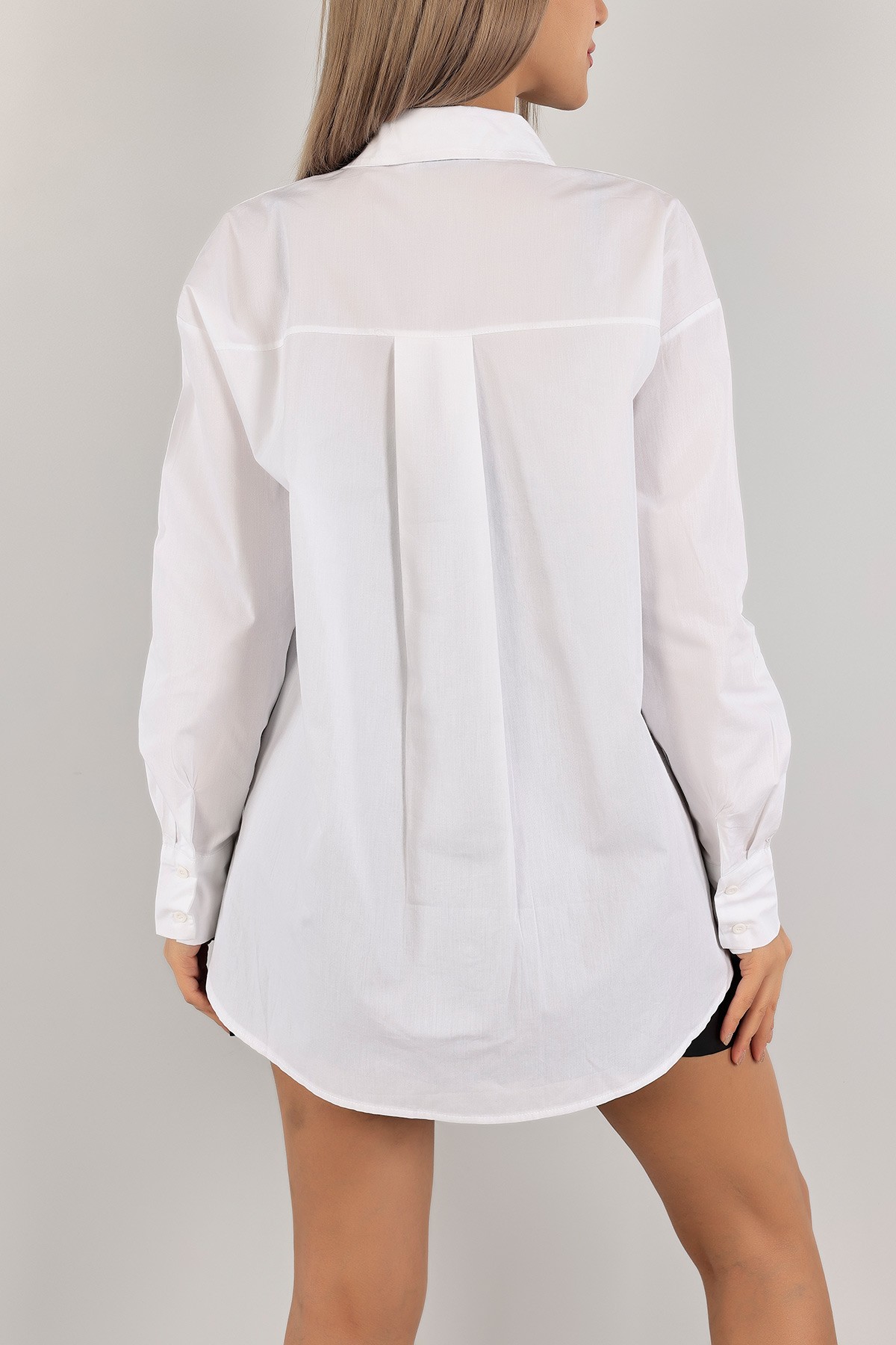 Beyaz Poplin Kumaş Gömlek Tunik 135696