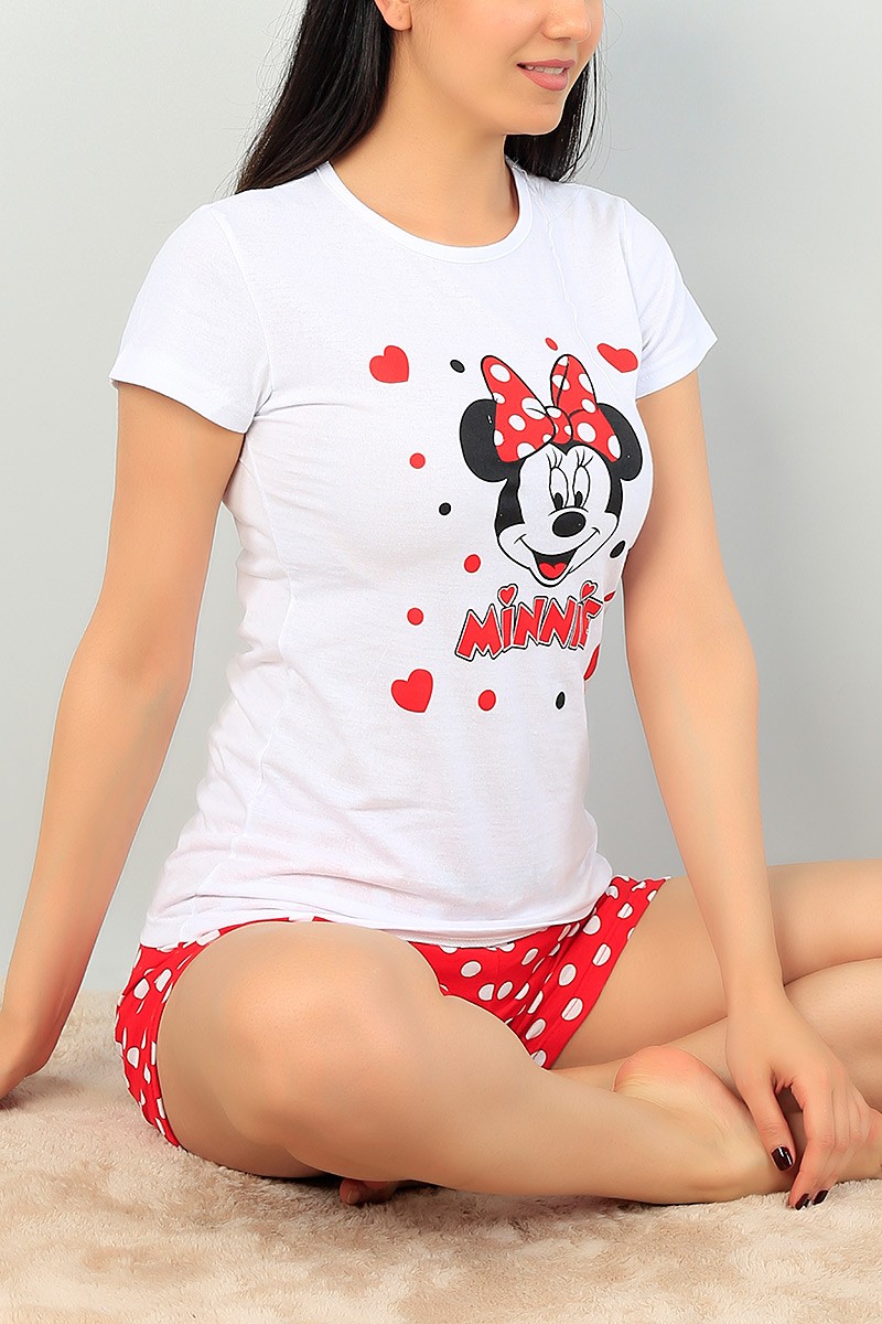 Beyaz Puantiye Desen Bayan Pijama Takımı 68295