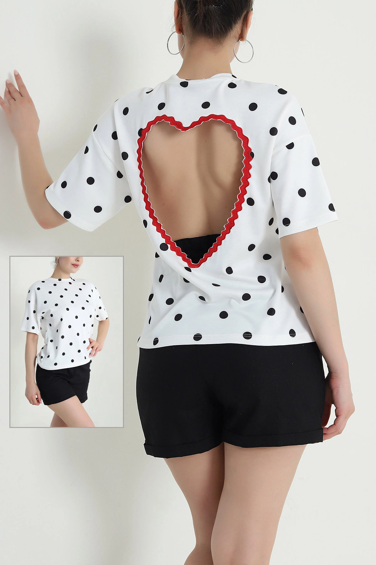 Beyaz Puantiyeli Modal Kadın Bluz 473494