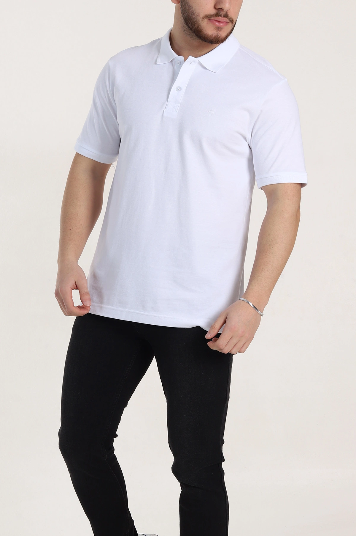 Beyaz Regular Fit Basic Polo Yaka Erkek Tişört 342470