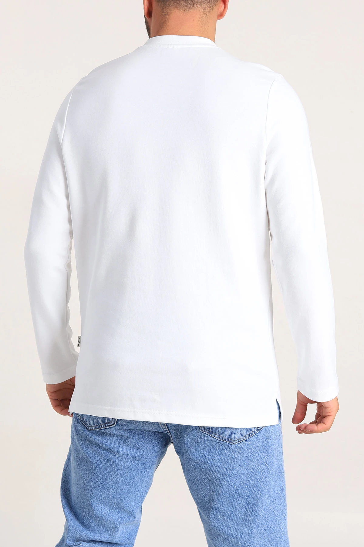 Beyaz Regular Fit Baskı Detay Erkek Basic Sweatshirt 305716