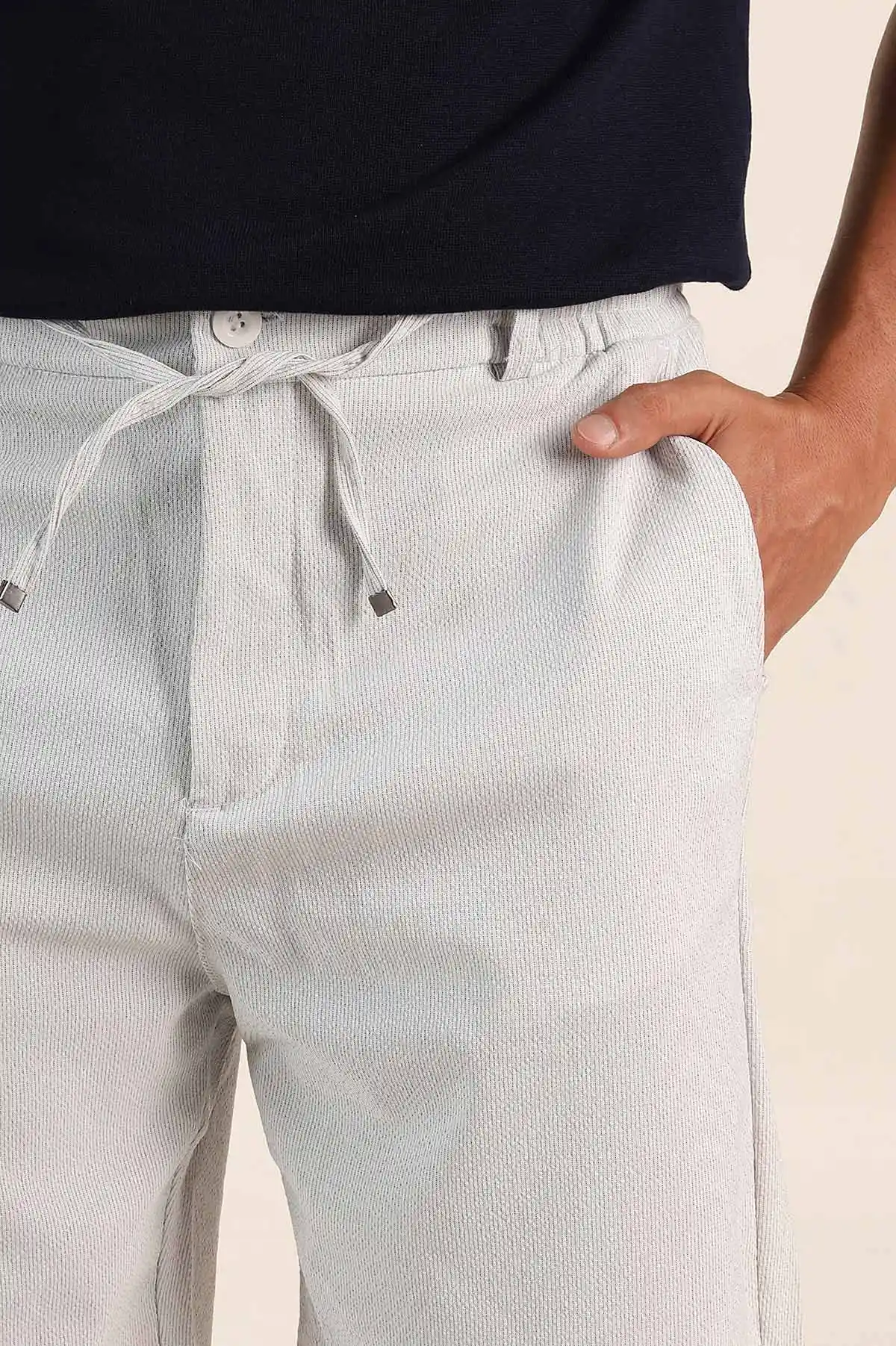 Beyaz Regular Fit Bel Lastikli Erkek Şort 385207