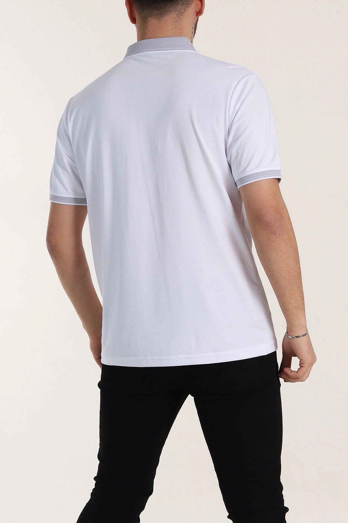 Beyaz Regular Fit Çıt Çıt Düğmeli Polo Yaka Erkek Tişört 338444