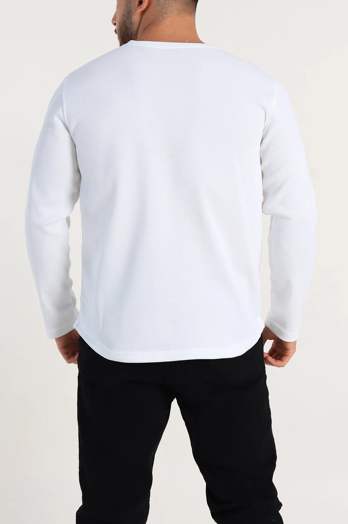 Beyaz Regular Fit Kabartma Baskılı Erkek Sweatshirt 303422