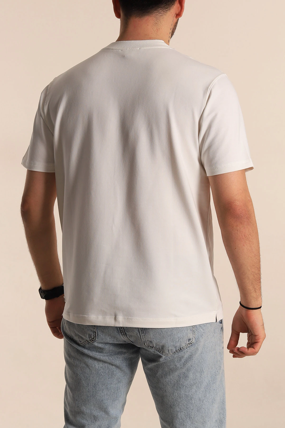 Beyaz Regular Fit Kabartma Yazılı Erkek Tişört 268127