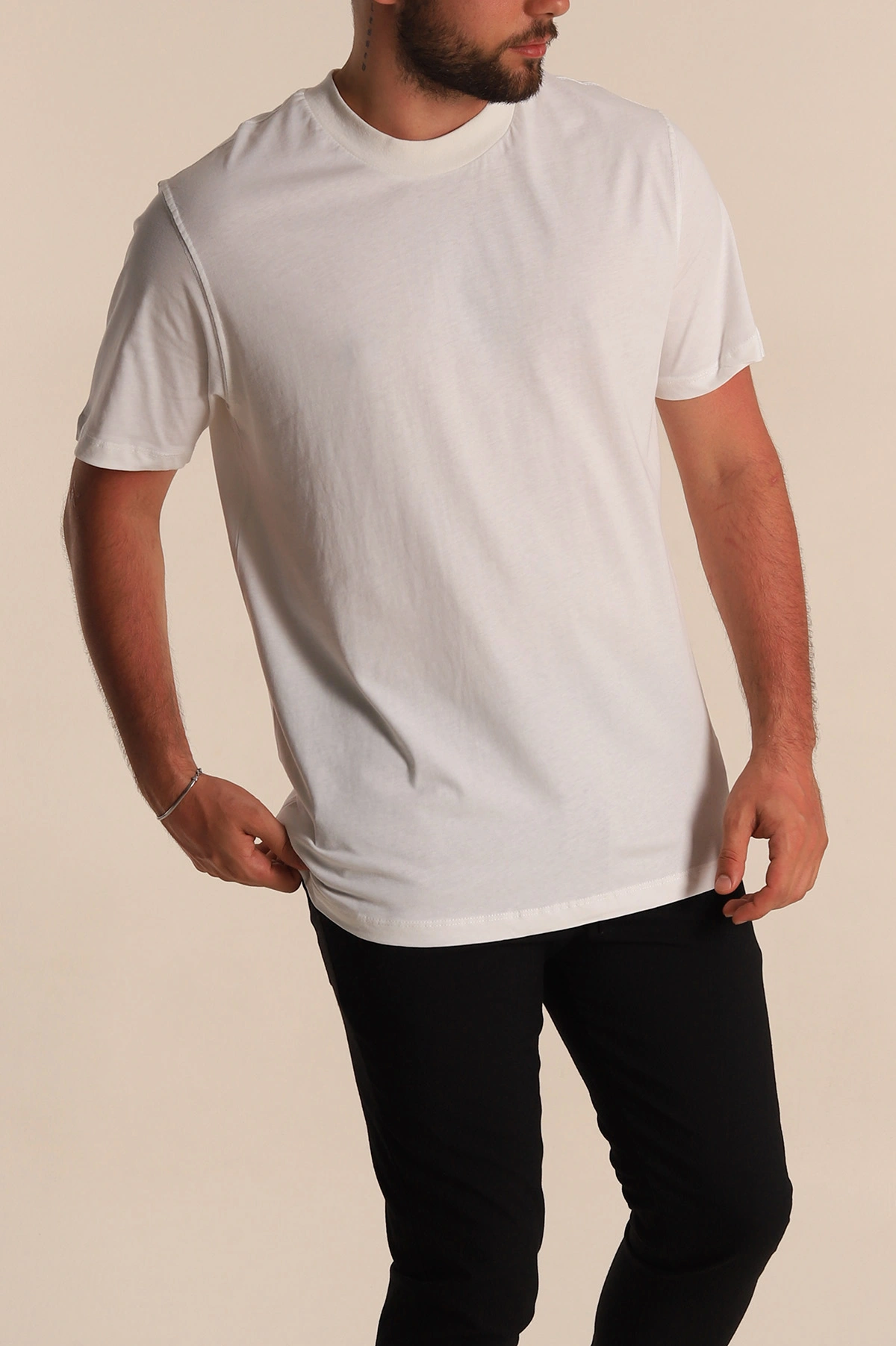 Beyaz Relaxed Fit Basic Erkek Tişört 279910