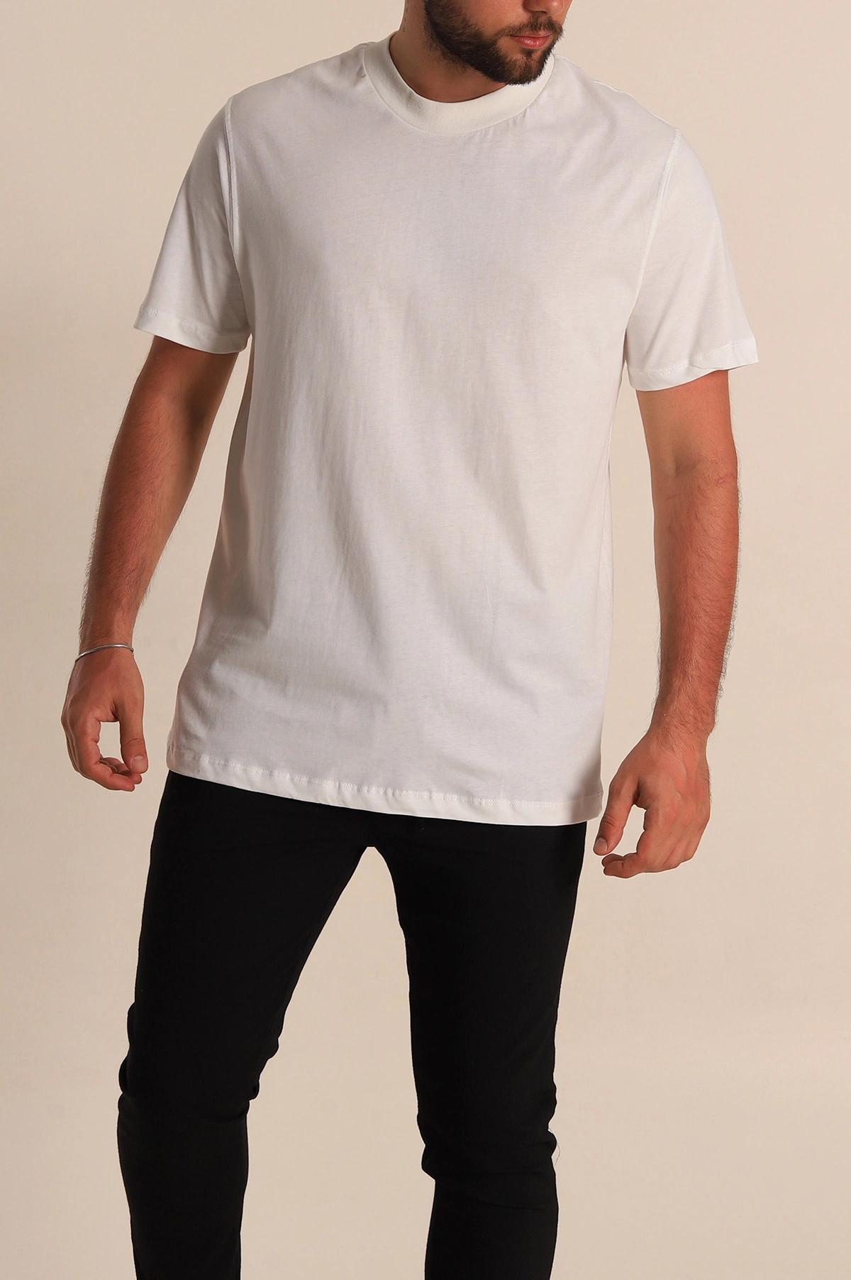 Beyaz Relaxed Fit Basic Erkek Tişört 279910