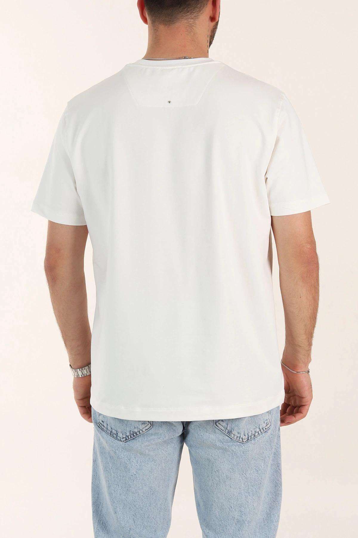 Beyaz Relaxed Fit Kabartma Yazı Detaylı Erkek Tişört 358508