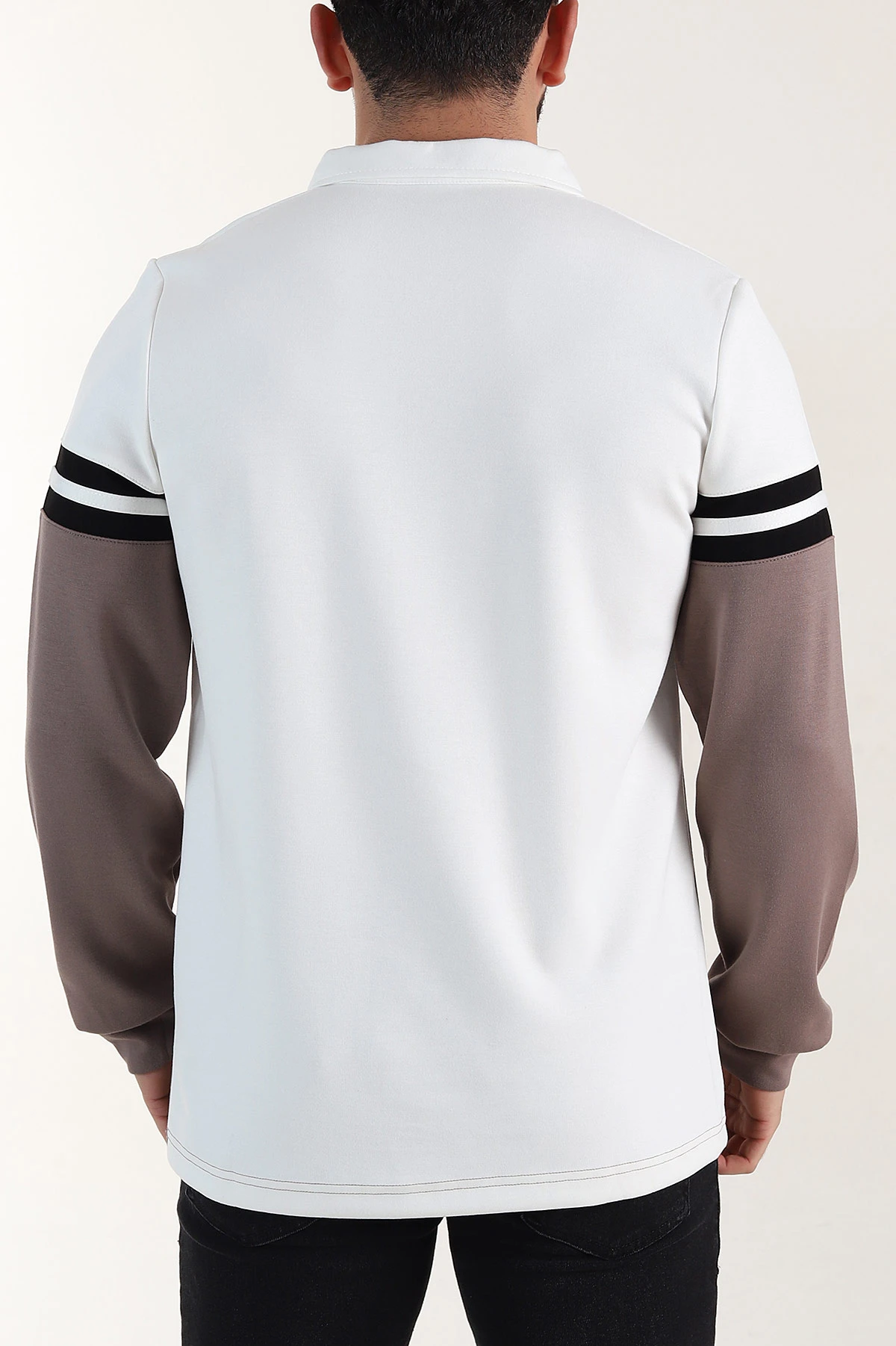 Beyaz Relaxed Fit Oysho Kumaş Fermuarlı Polo Yaka Sweatshirt 399552