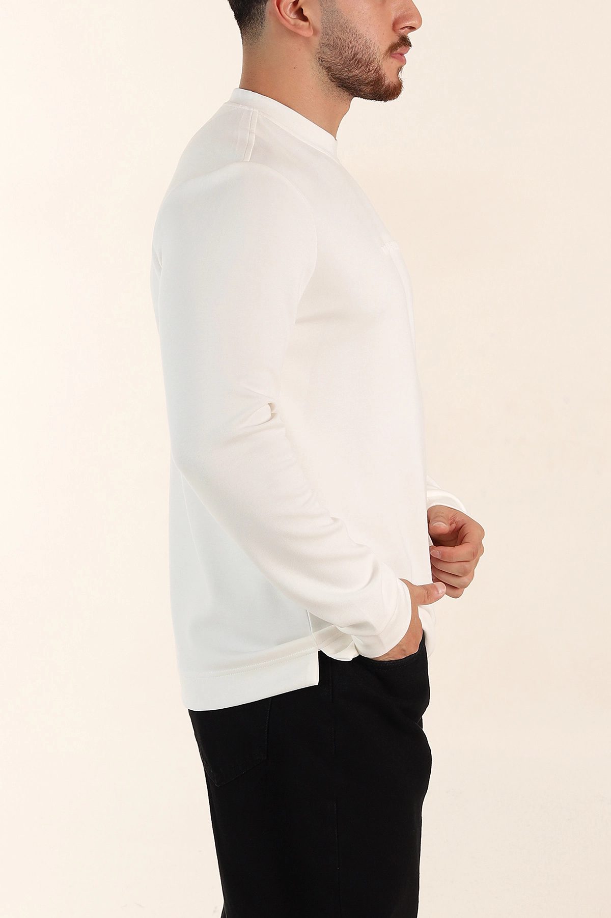 Beyaz Relaxed Fit Oysho Kumaş Kabartma Yazılı Erkek Sweatshirt 393294