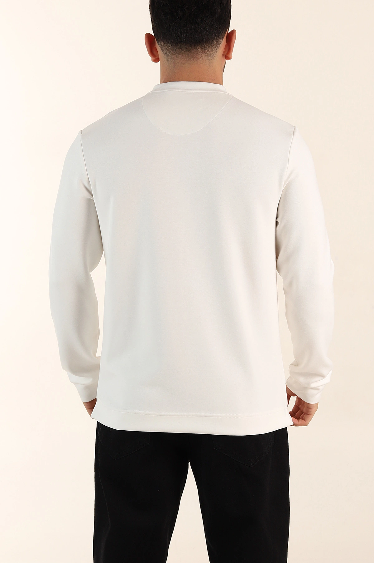 Beyaz Relaxed Fit Oysho Kumaş Kabartma Yazılı Erkek Sweatshirt 393294