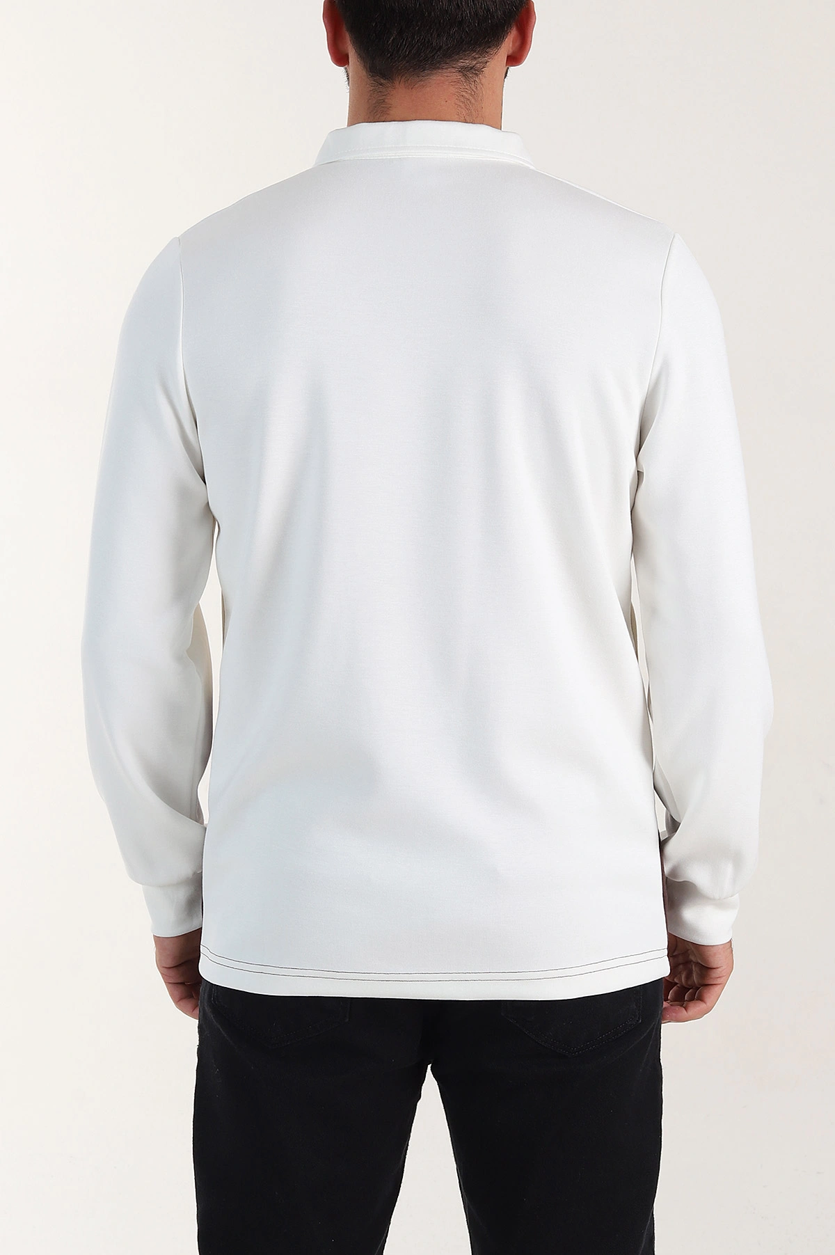 Beyaz Relaxed Fit Oysho Kumaş Üç Renkli Polo Yaka Sweatshirt 399546