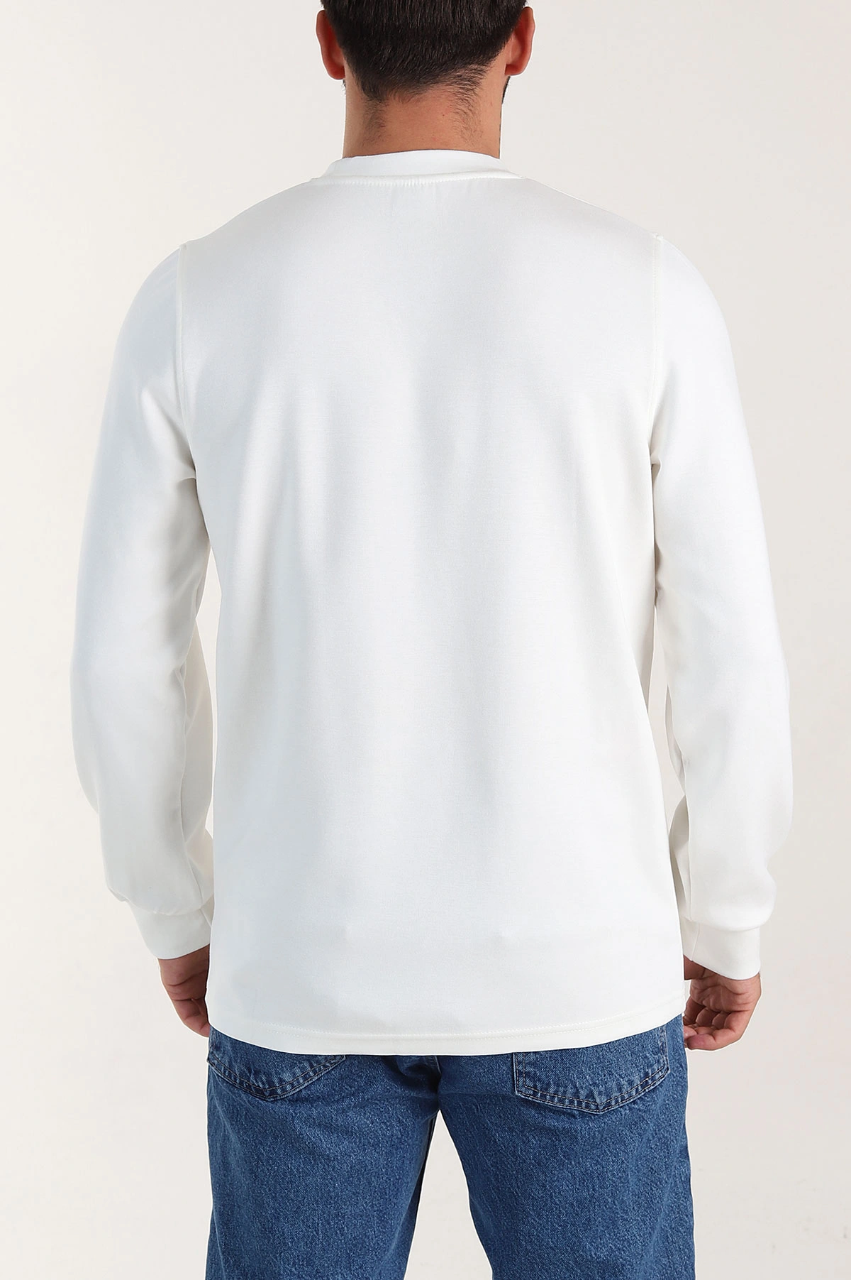 Beyaz Relaxed Fit Oysho Kumaş Yazı Detaylı Erkek Sweatshirt 399465