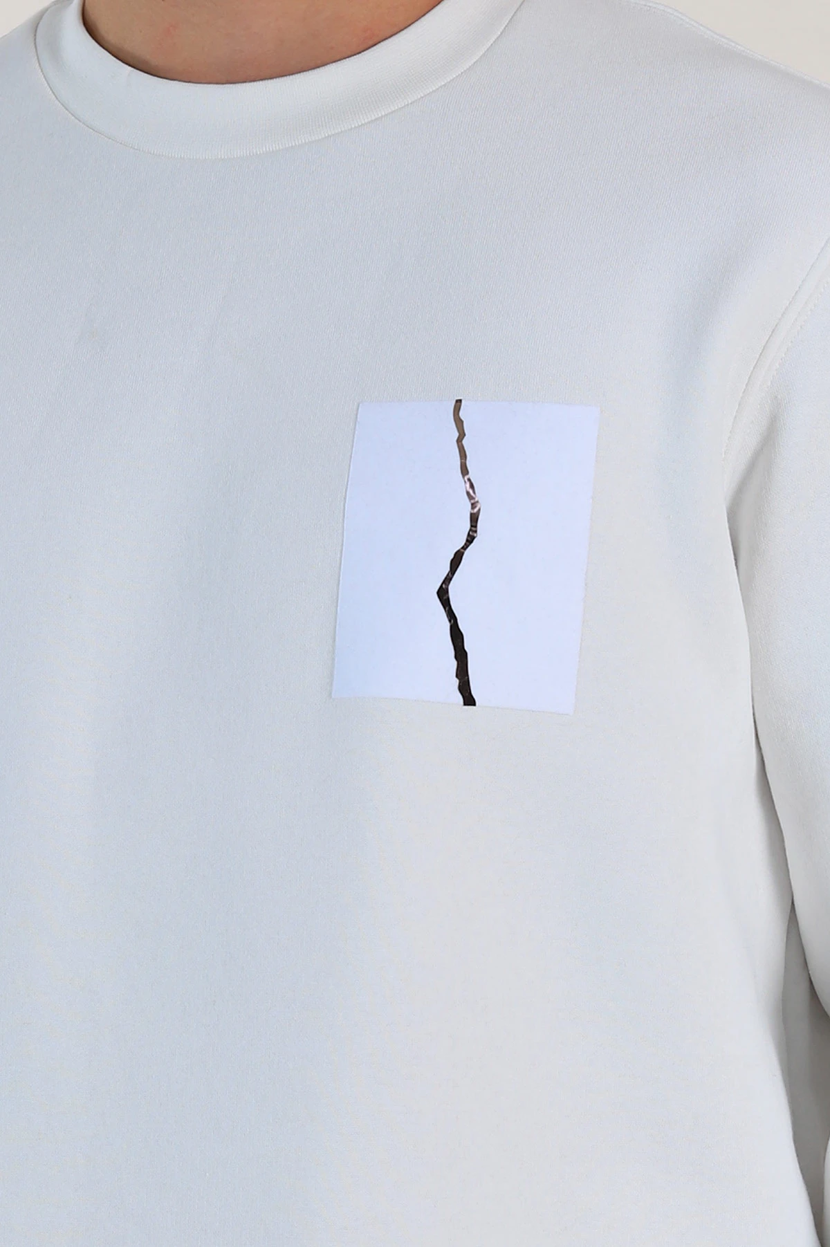 Beyaz Relaxed Üç İp Şardonlu Baskı Detaylı Erkek Sweatshirt 311193