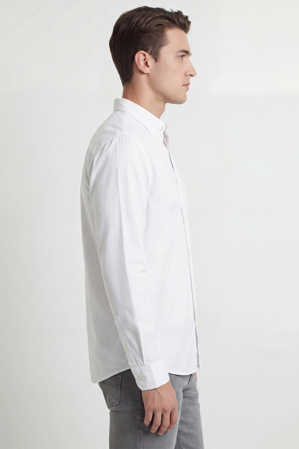 Beyaz Şambre Kumaş Relaxed Fit Erkek Gömlek 435911