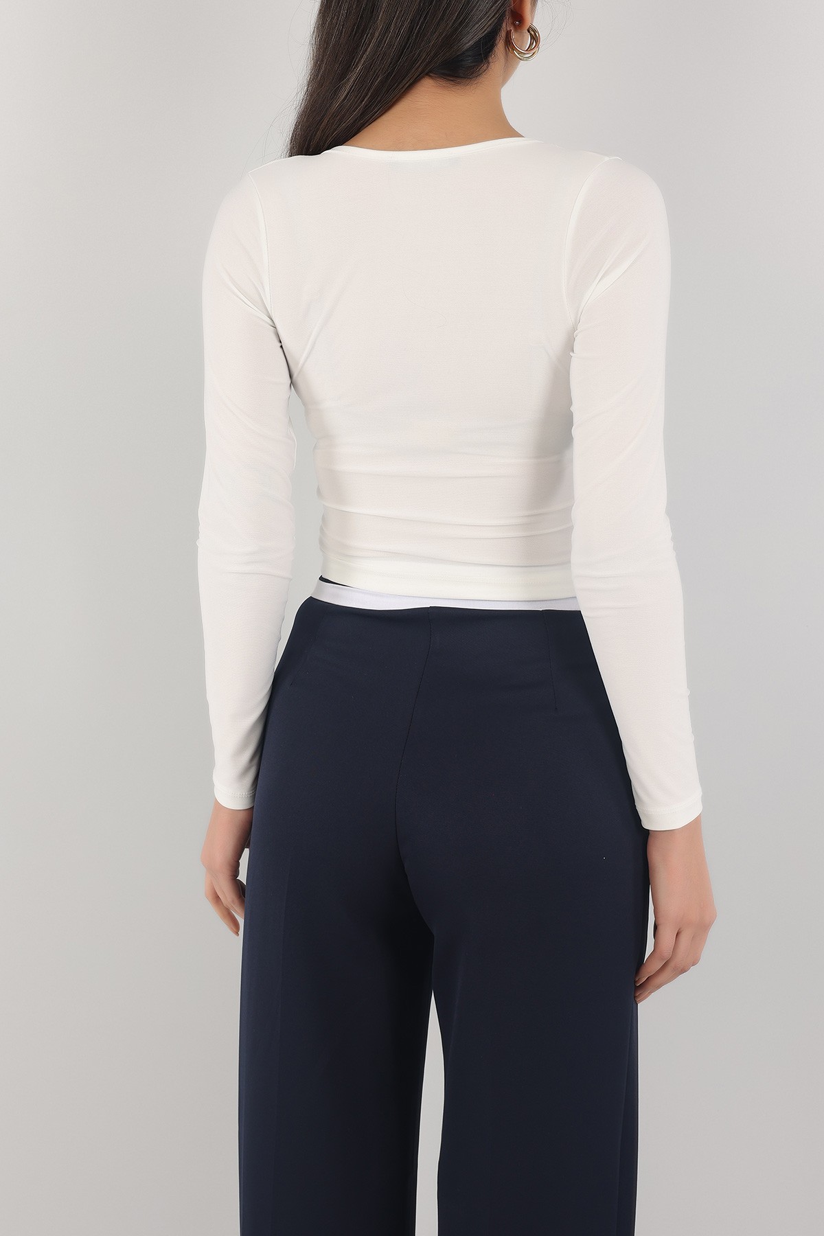 Beyaz Sandy Kumaş Bluz 151671