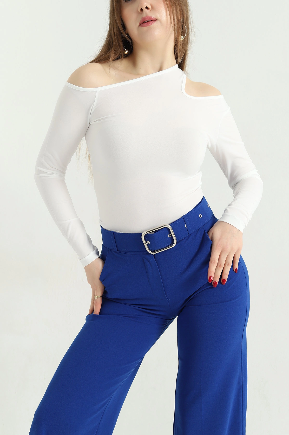 Beyaz Sandy Kumaş Damla Detay Bluz 337994