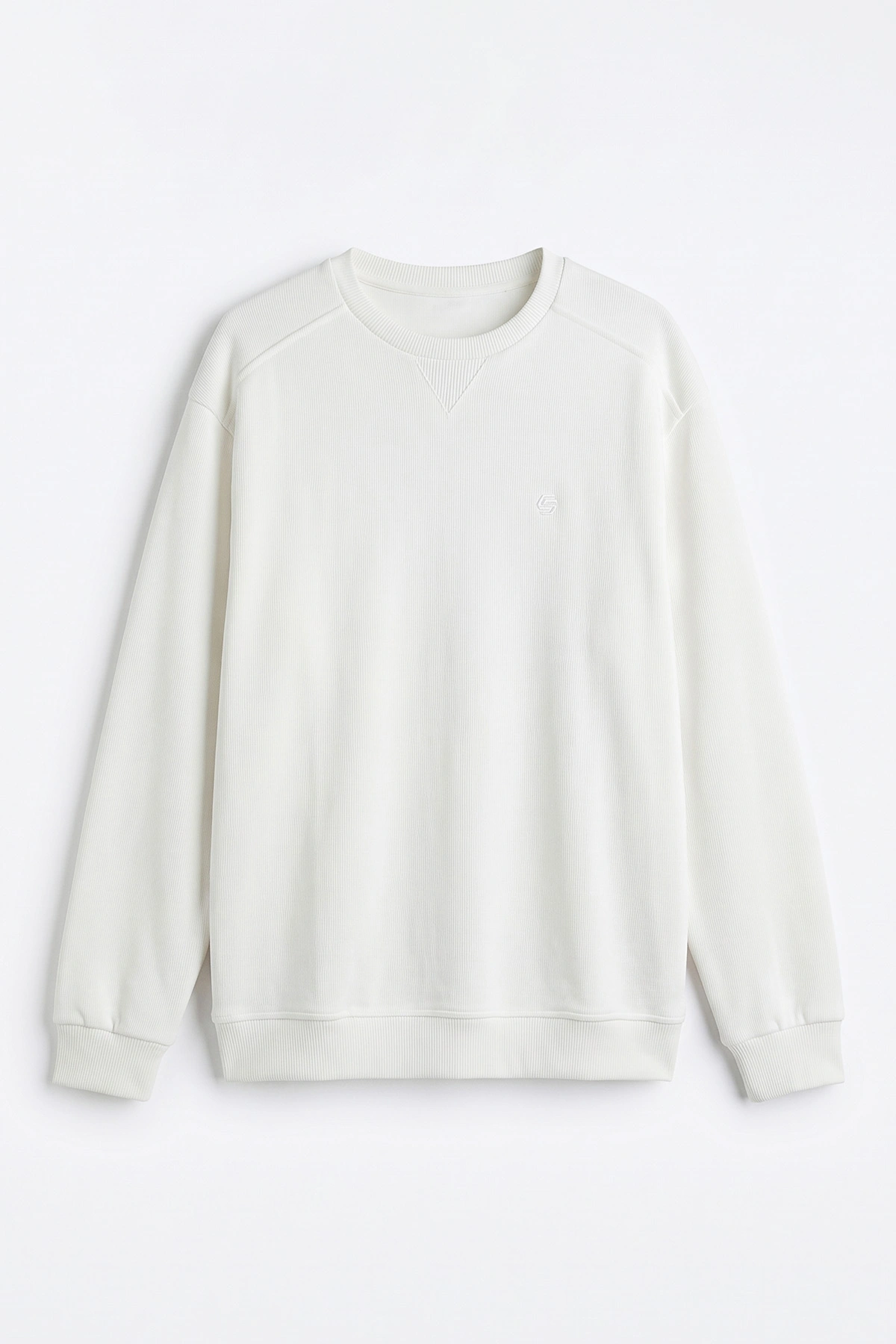 Beyaz Selanik Bisiklet Yaka Erkek Sweatshirt 494737