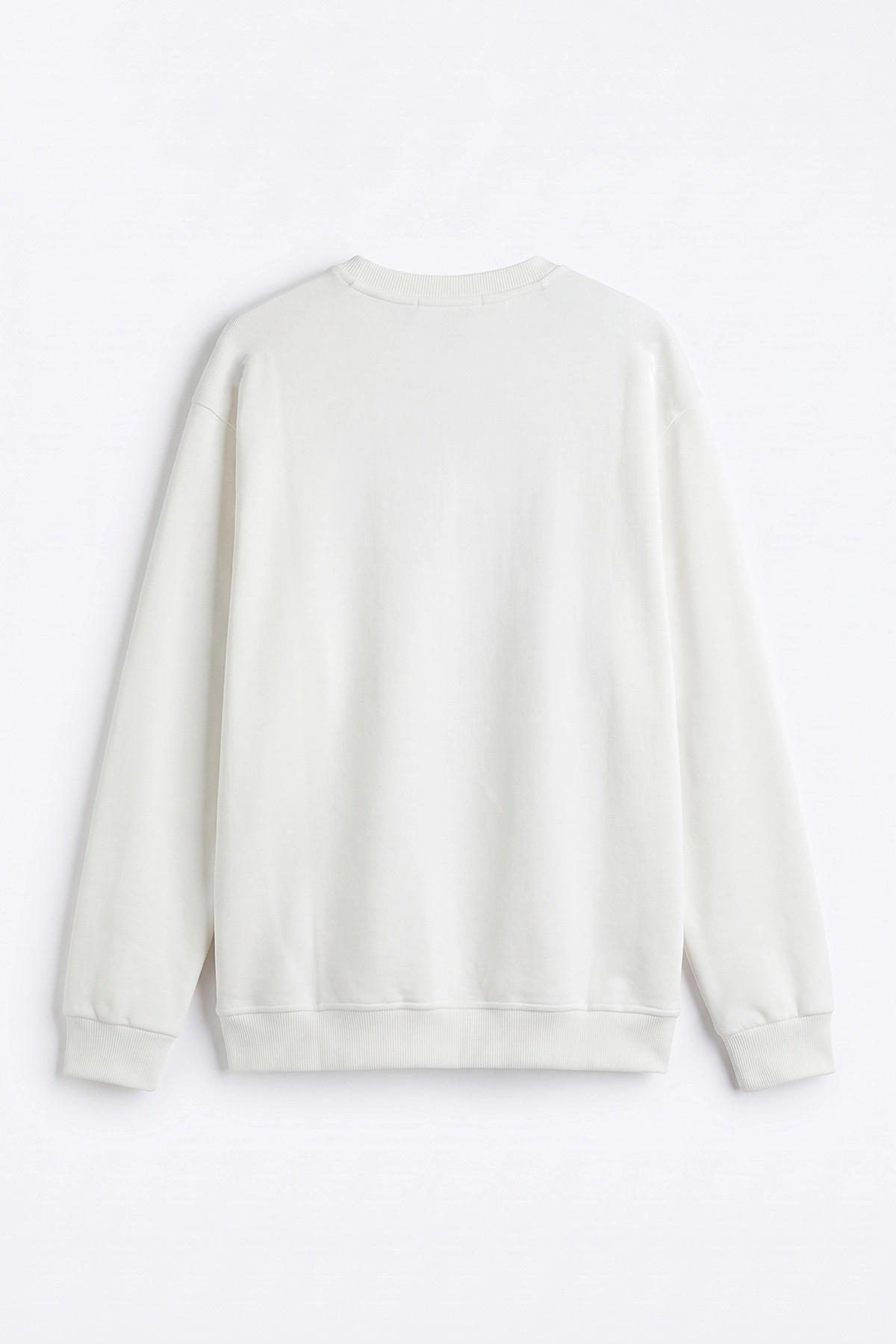 Beyaz Selanik Bisiklet Yaka Erkek Sweatshirt 494737