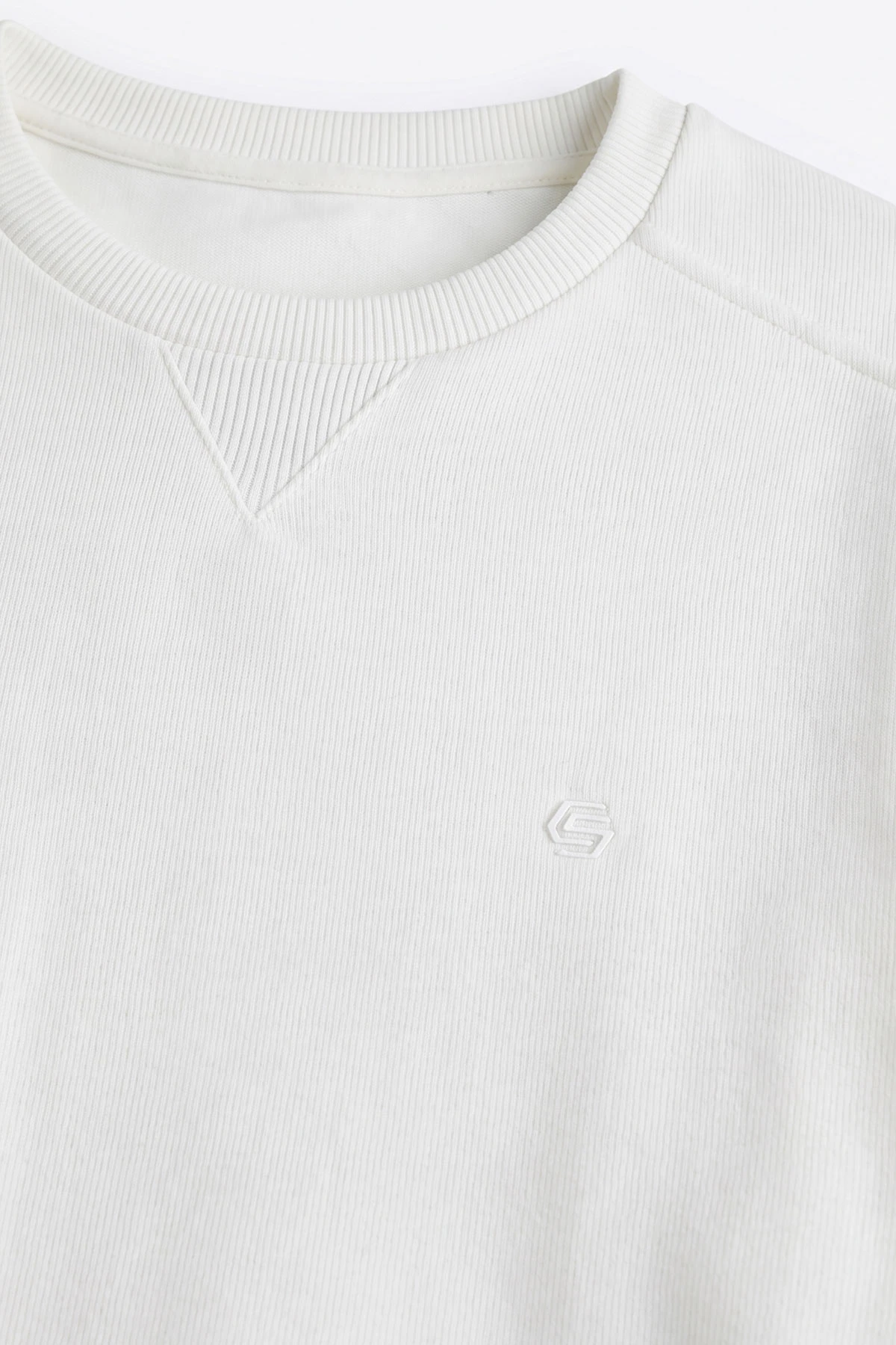 Beyaz Selanik Bisiklet Yaka Erkek Sweatshirt 494737