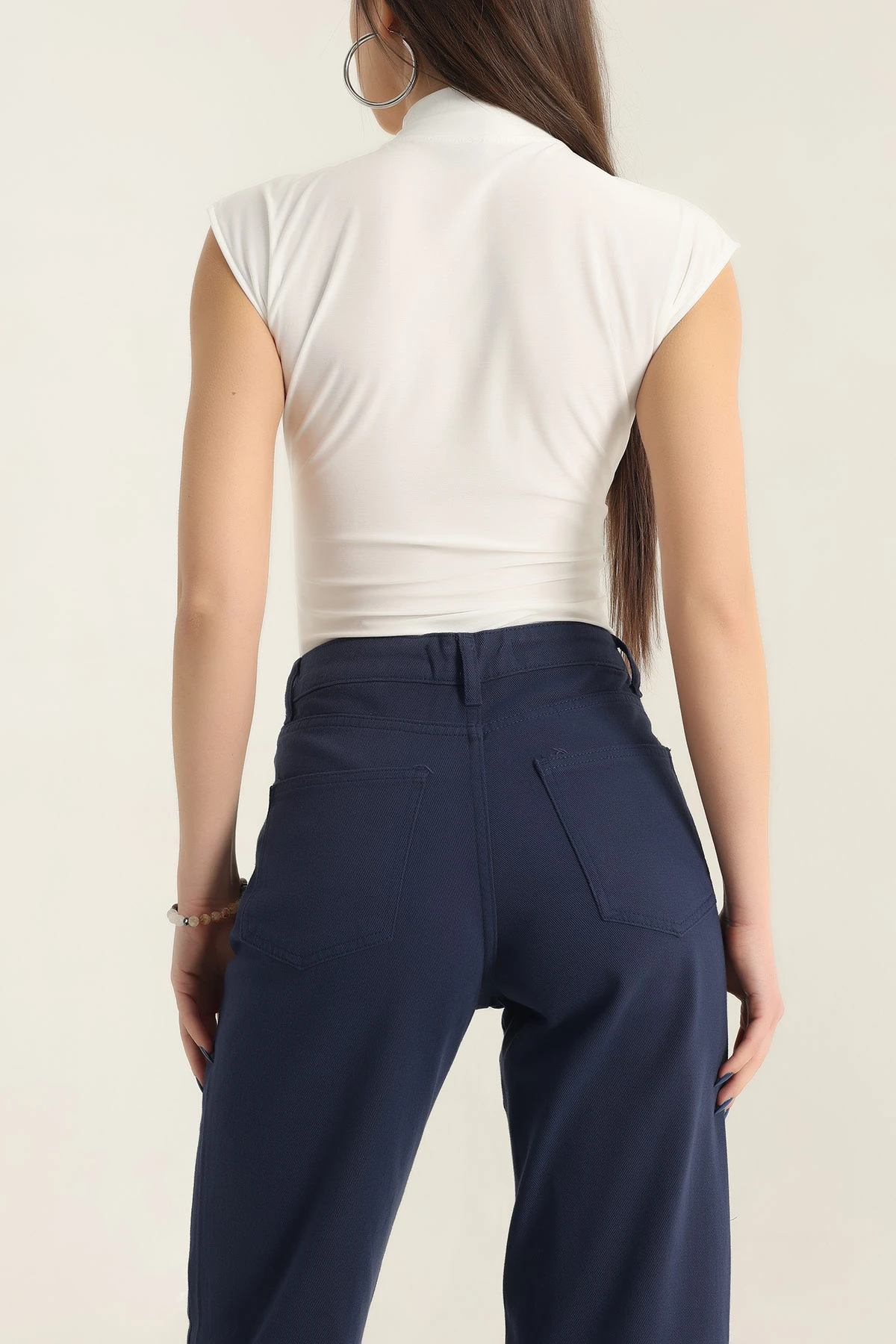Beyaz Sendy Kumaş Zıbın Bluz 337542