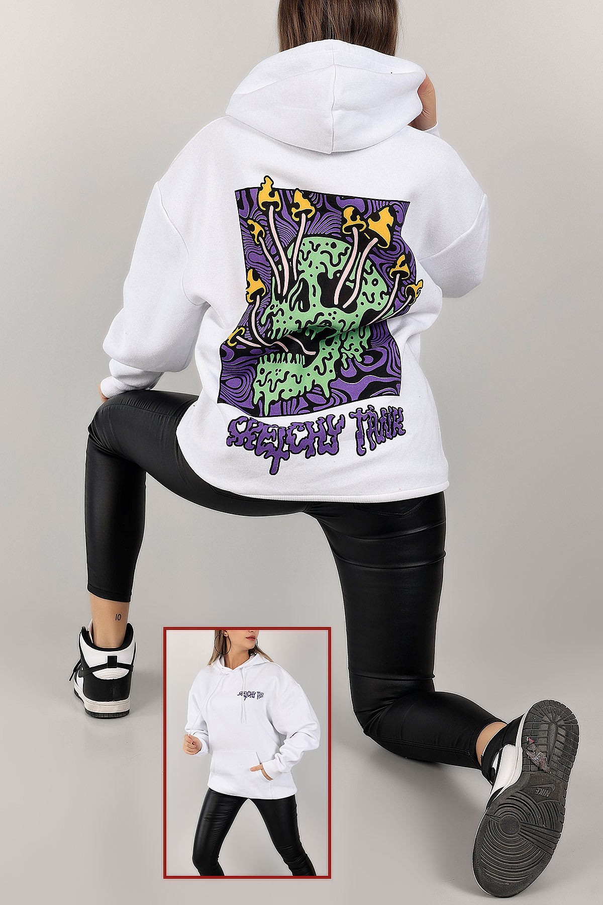 Beyaz Sırtı Baskılı Şardonlu Sweat 143404