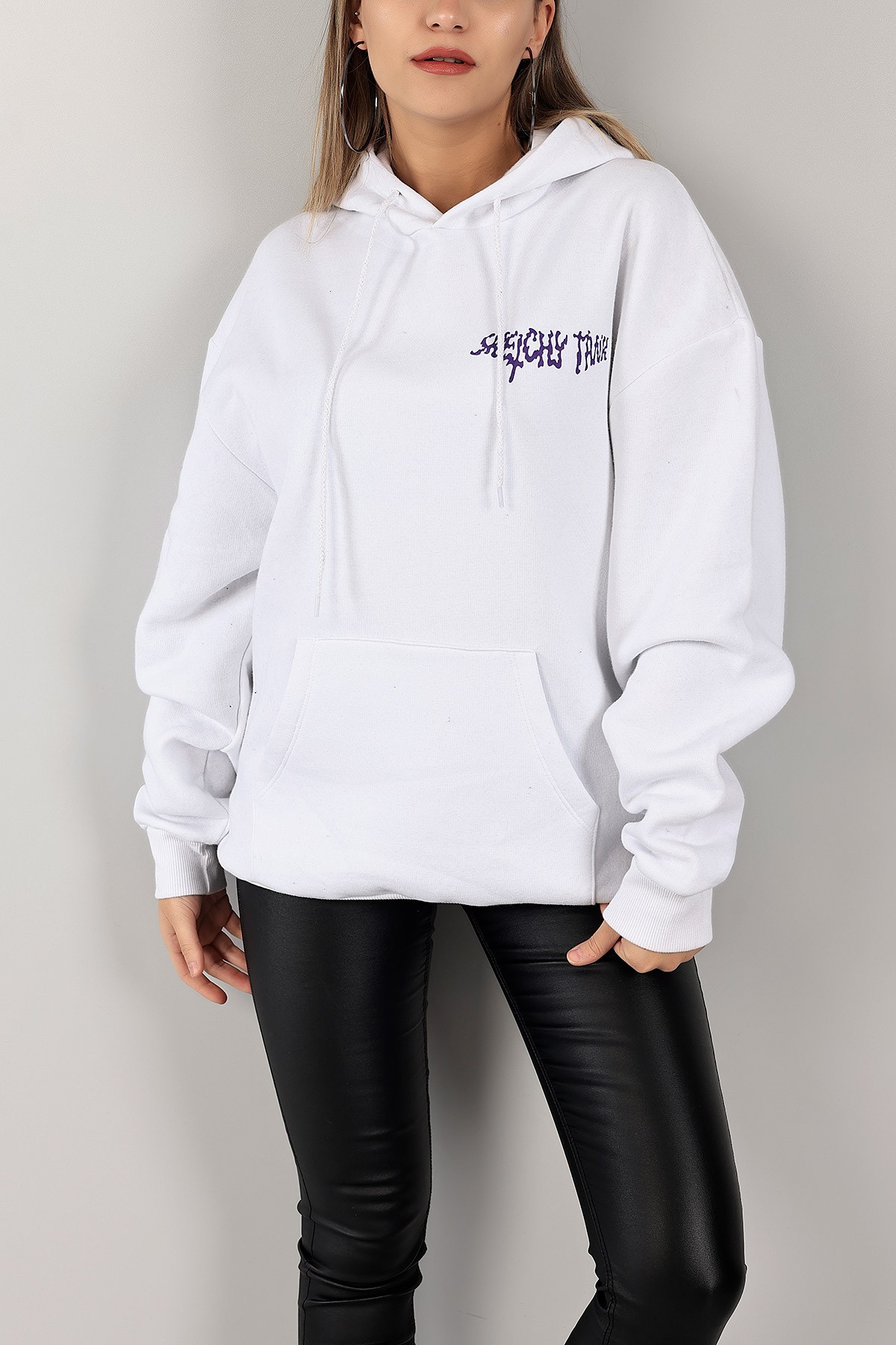 Beyaz Sırtı Baskılı Şardonlu Sweat 143404