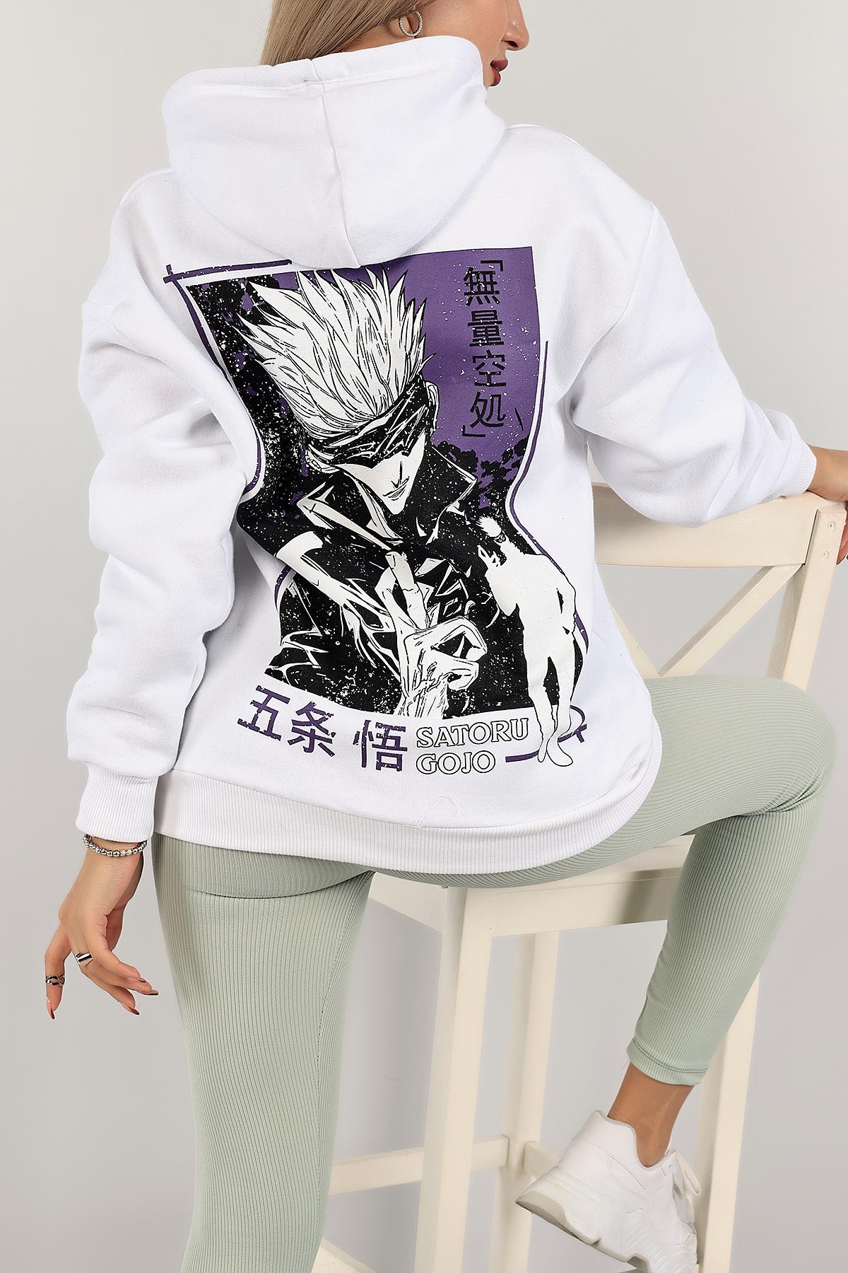 Beyaz Sırtı Baskılı Şardonlu Sweat 143406