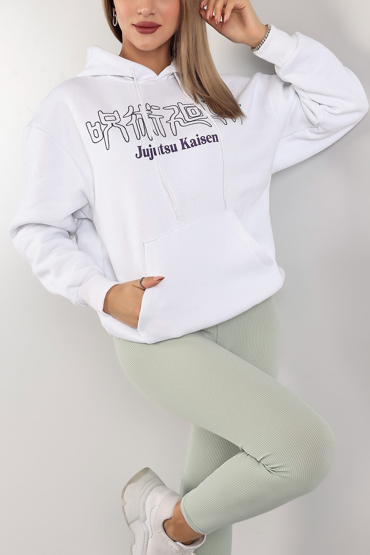 Beyaz Sırtı Baskılı Şardonlu Sweat 143406