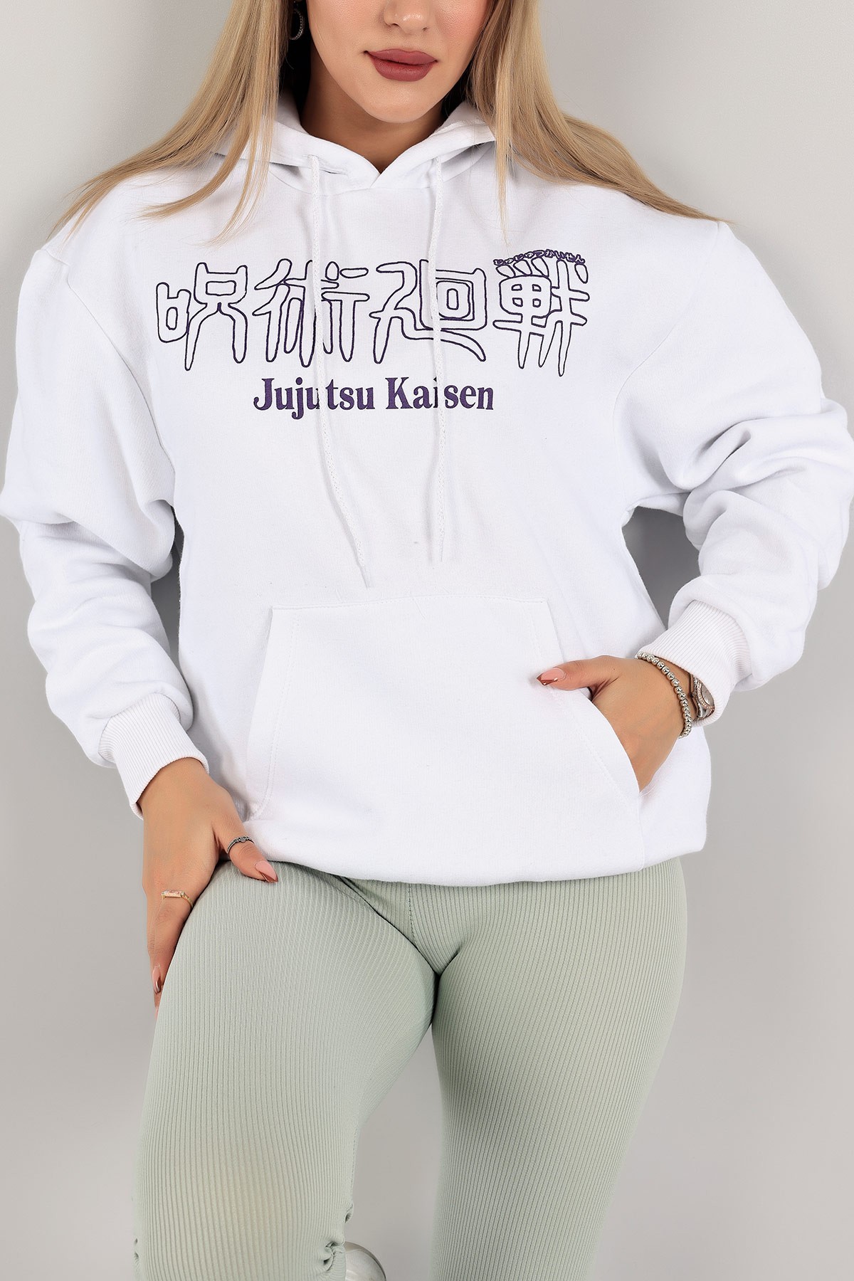Beyaz Sırtı Baskılı Şardonlu Sweat 143406