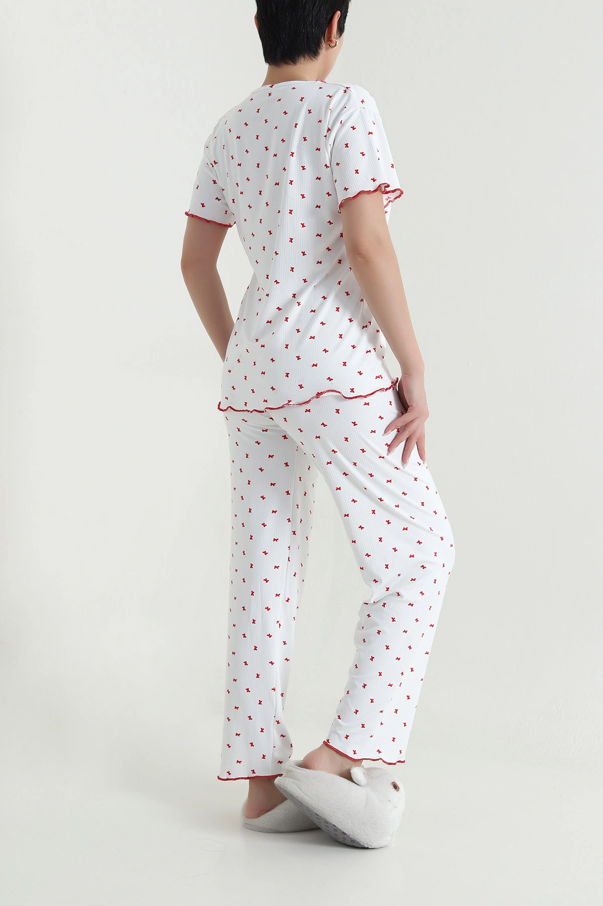 Beyaz Sleepy Gömlek Yaka Kadın Pijama Takımı 465295