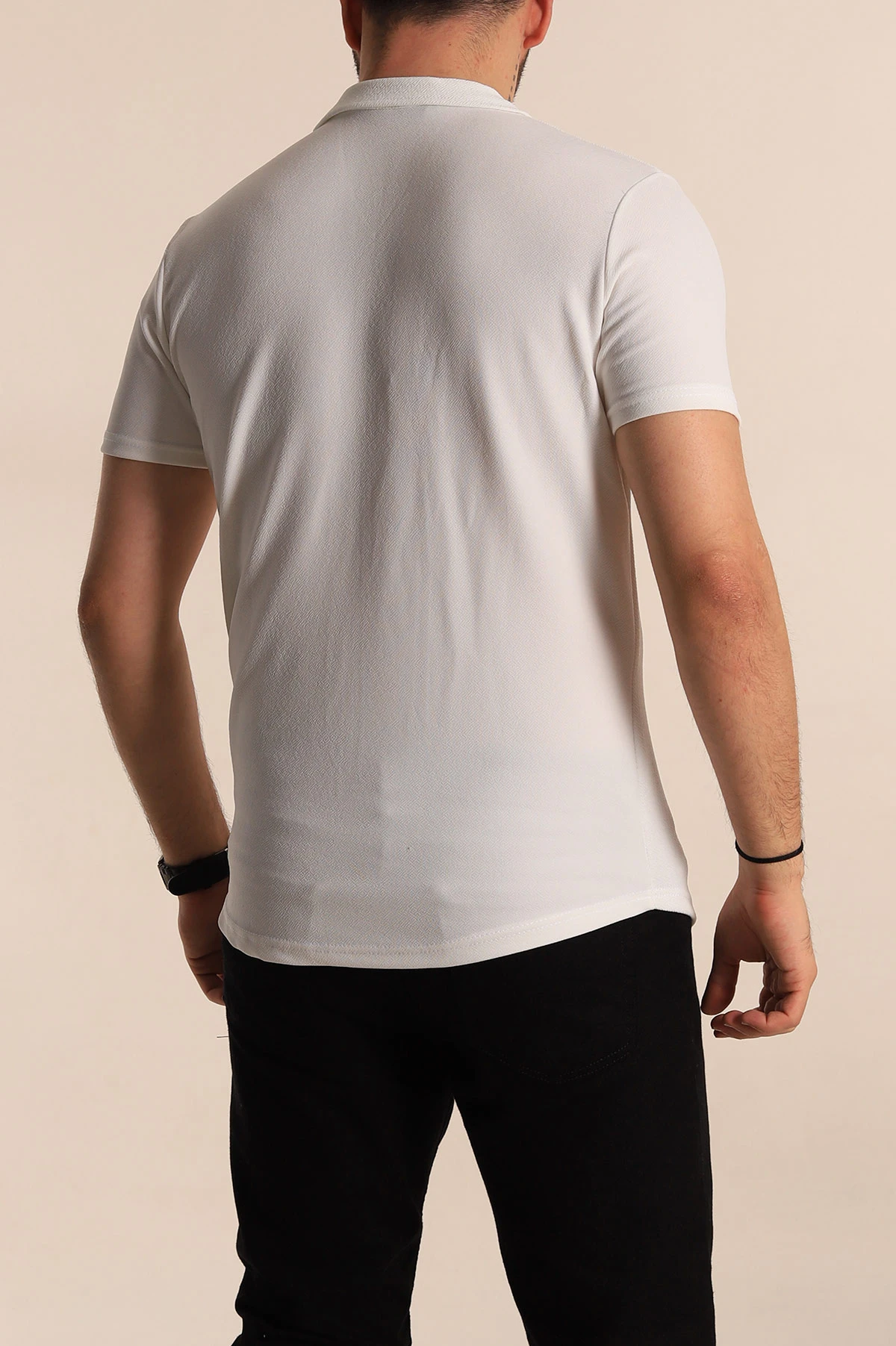 Beyaz Slim Fit Apaş Yaka Erkek Krep Gömlek 268154
