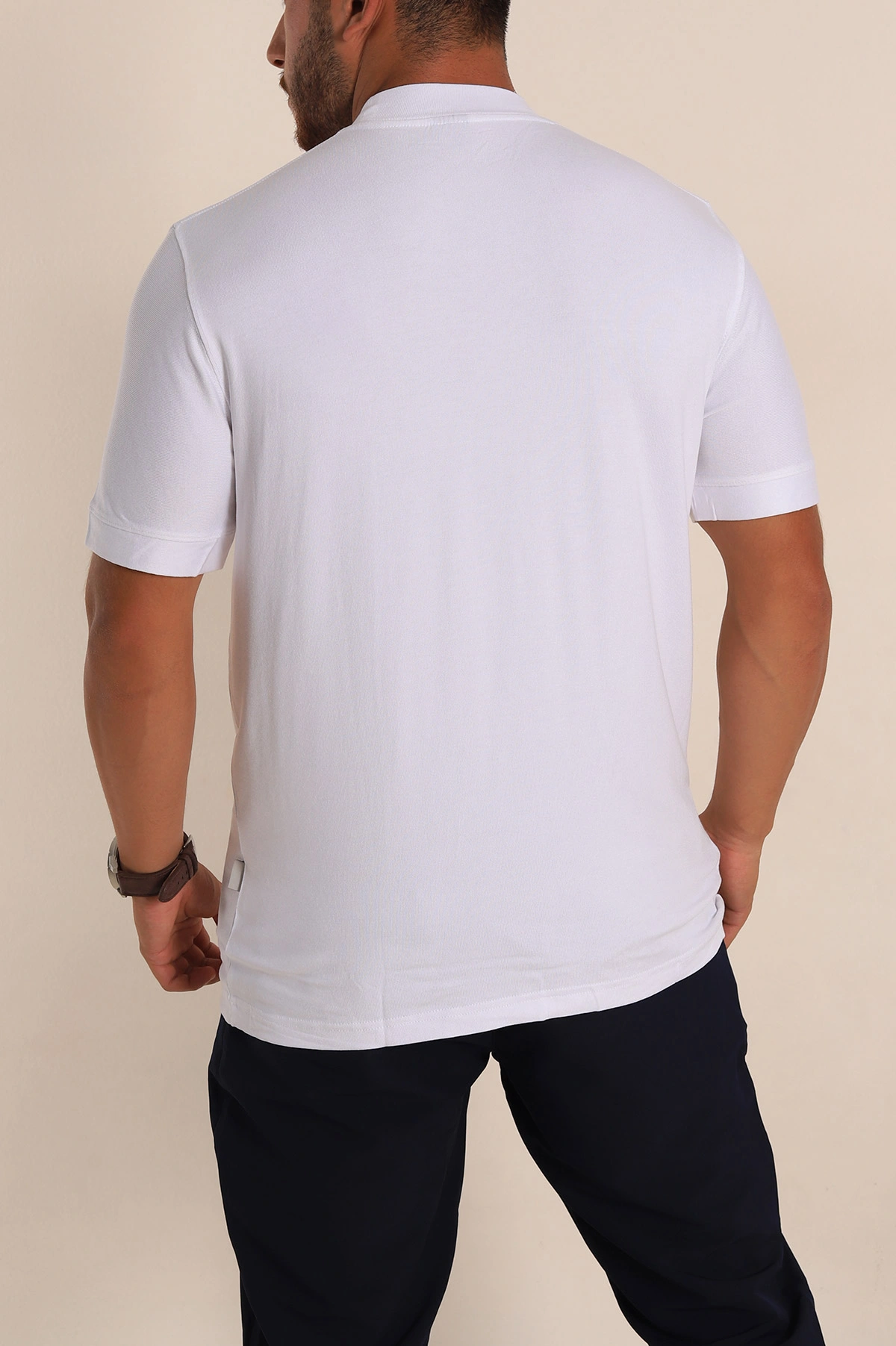 Beyaz Slim Fit Basic Likralı Erkek Tişört 268494
