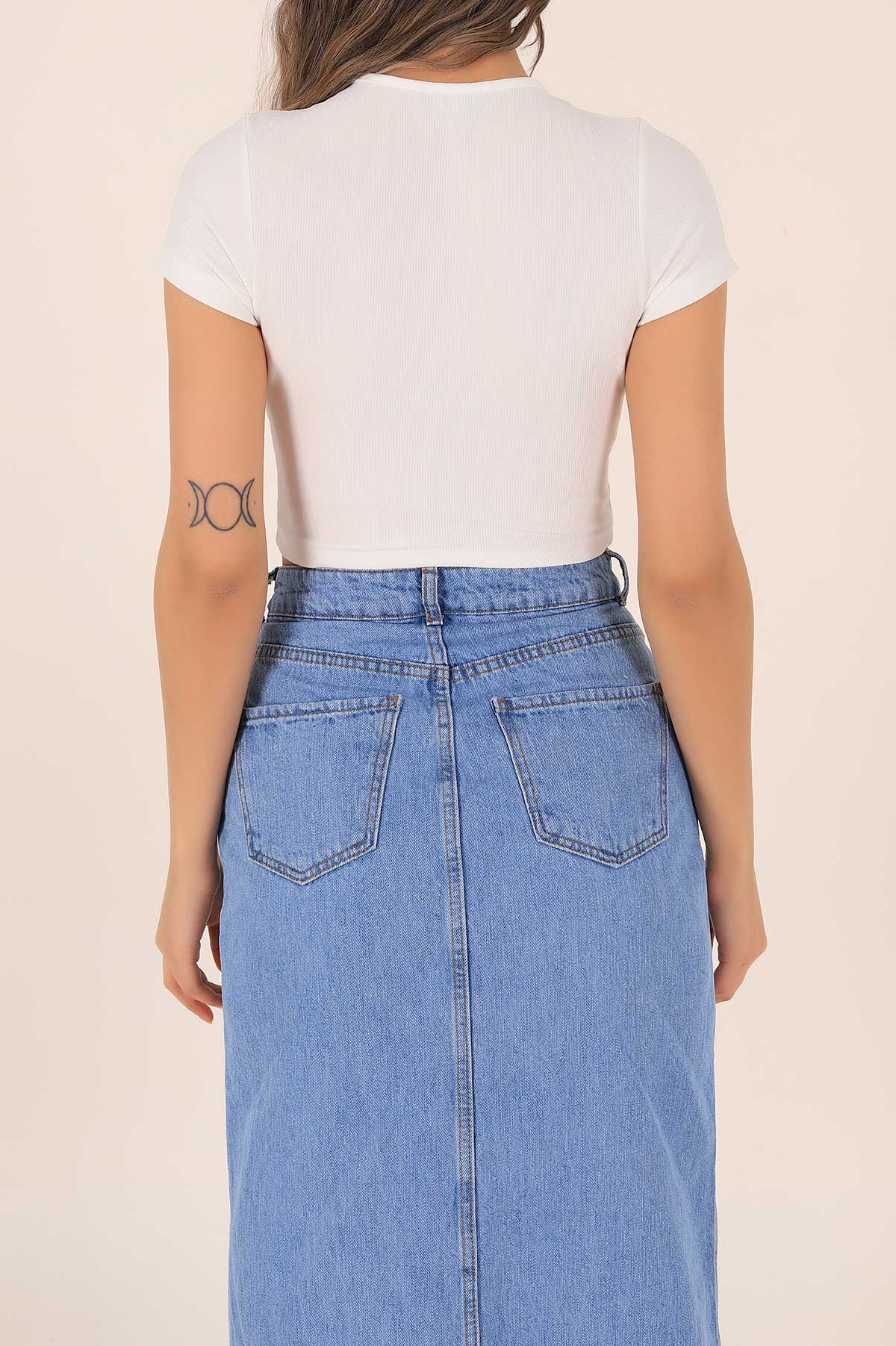 Beyaz Taşlı Fitilli Bluz 173066