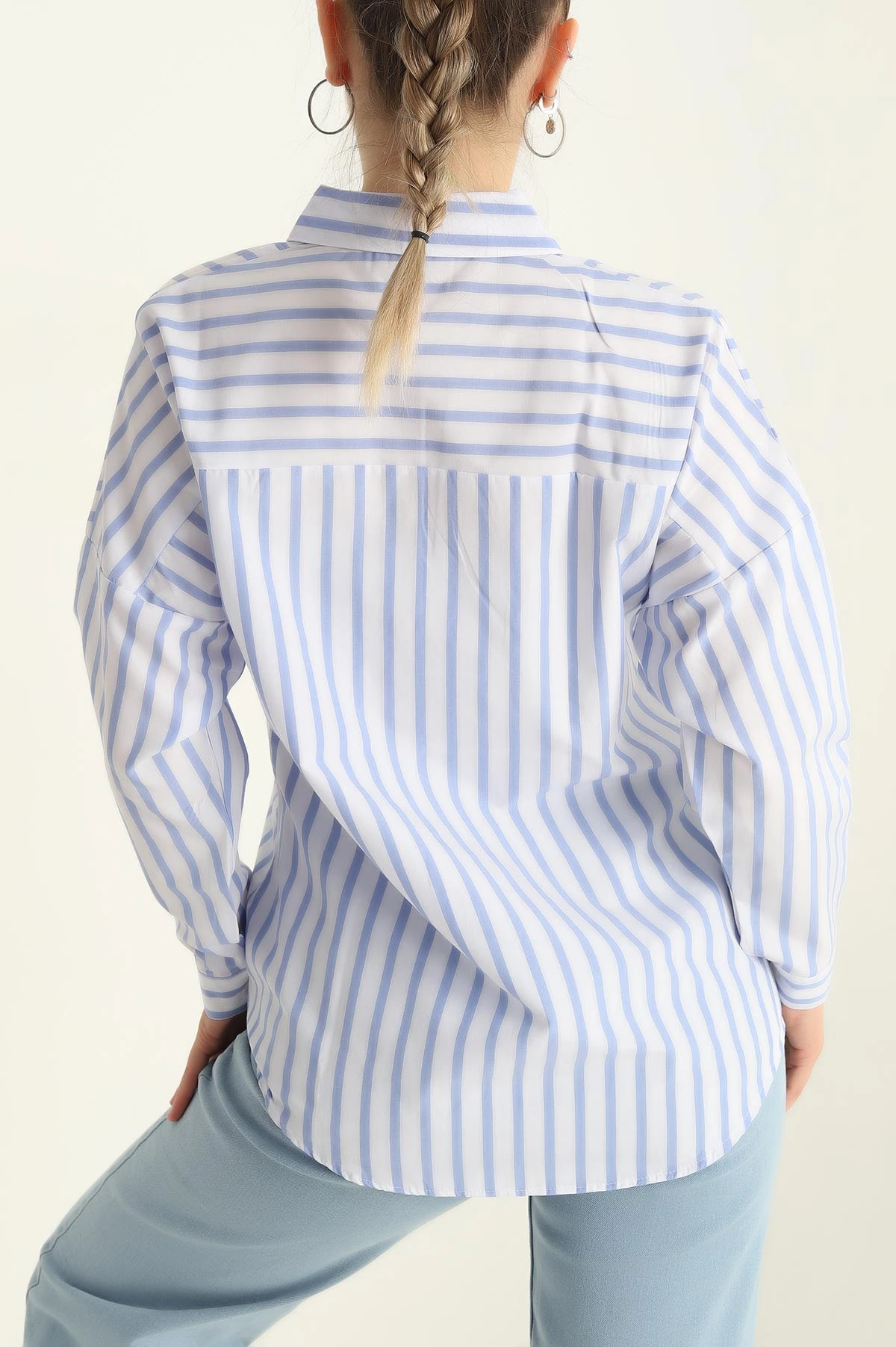 Beyaz Tek Cep Oversize Tunik Gömlek 286276