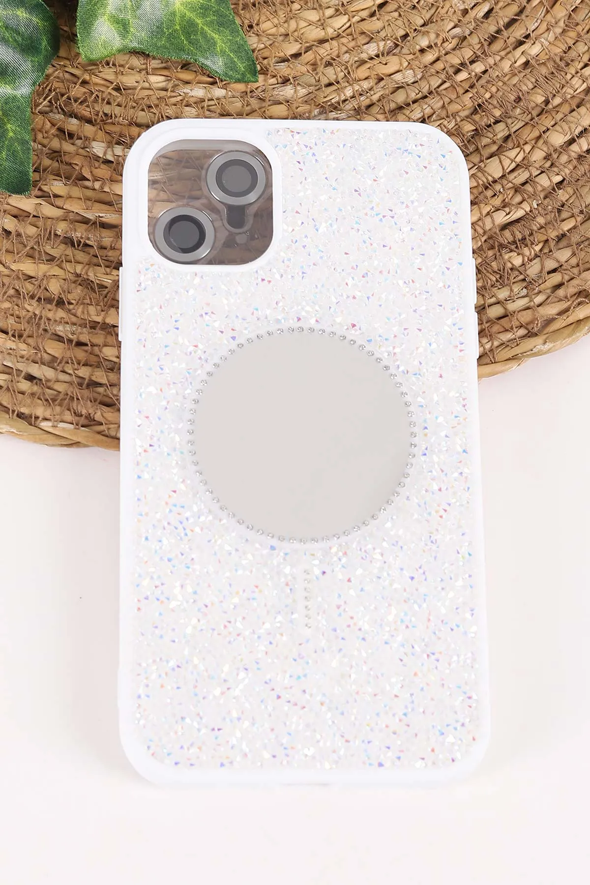 Beyaz TeknoCase İPhone 11 Uyumlu Mirror Diamond Case Serisi Aynalı Sert Silikon Telefon Kılıfı 458475