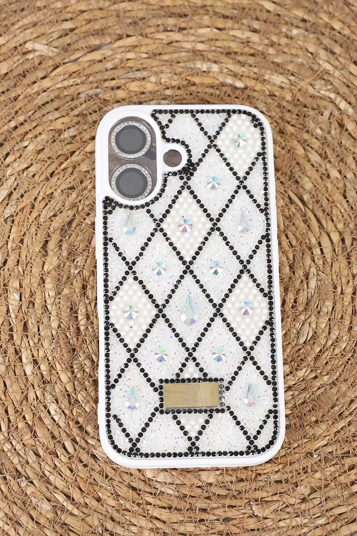 Beyaz TeknoCase İPhone 17 Uyumlu Dlr Diamond Case Serisi Lens Hediyeli Premium Sert Silikon Telefon Kılıfı 430400