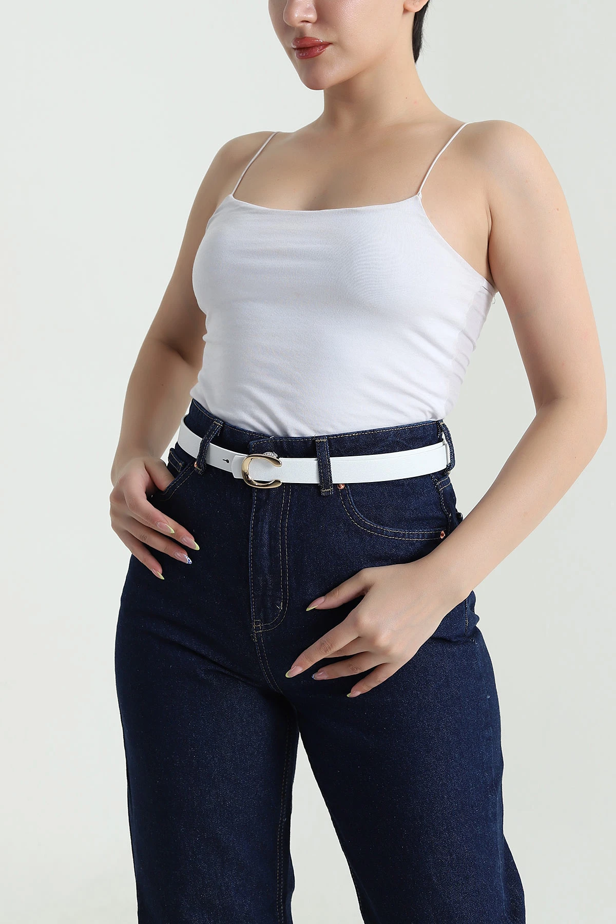 Beyaz Toka Detaylı Kadın Kemer 470523