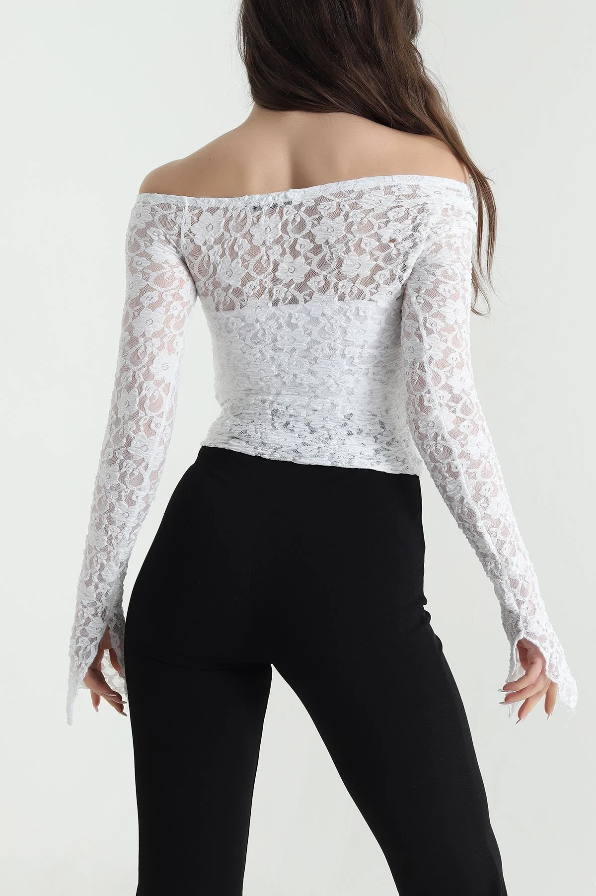 Beyaz Tül Tasarım Kadın Bluz 452497