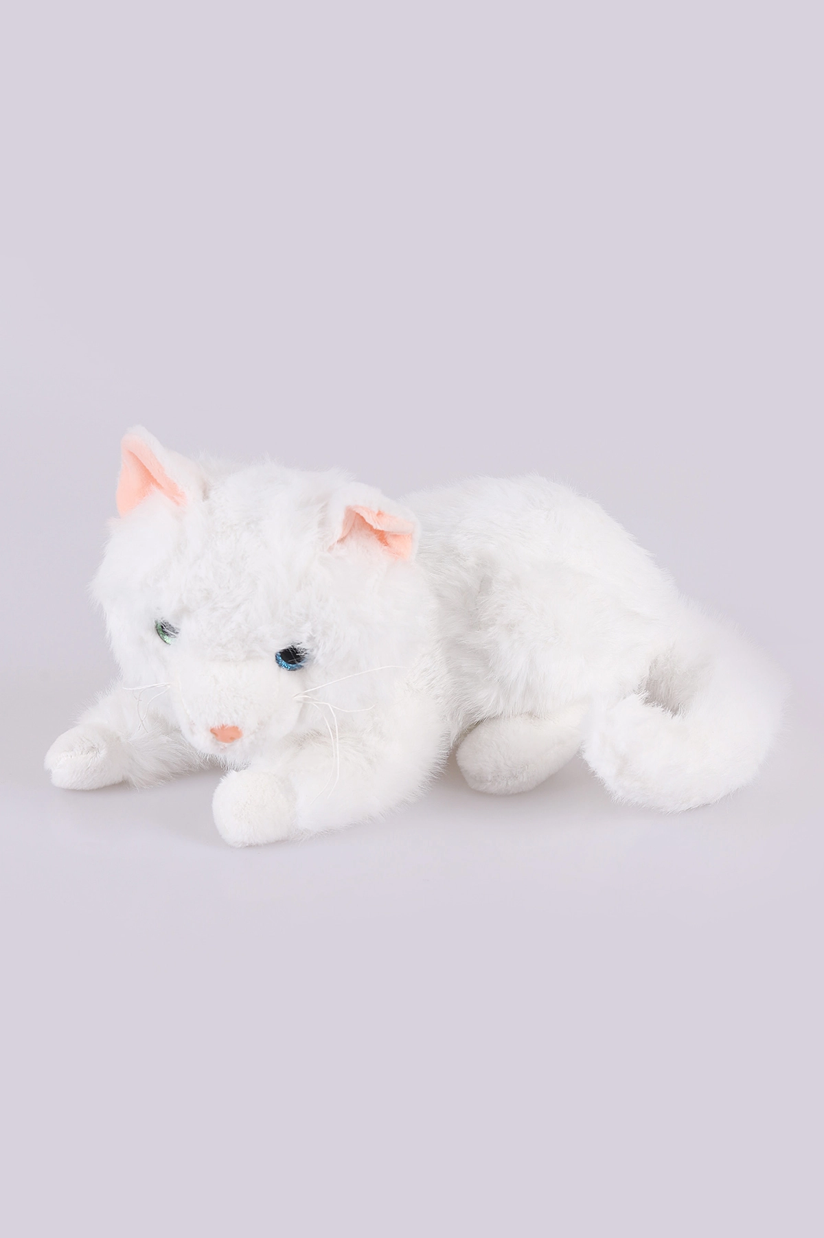 Beyaz Vardem 30 Cm İri Gözlü Sesli Peluş Kedi Oyuncağı 460536