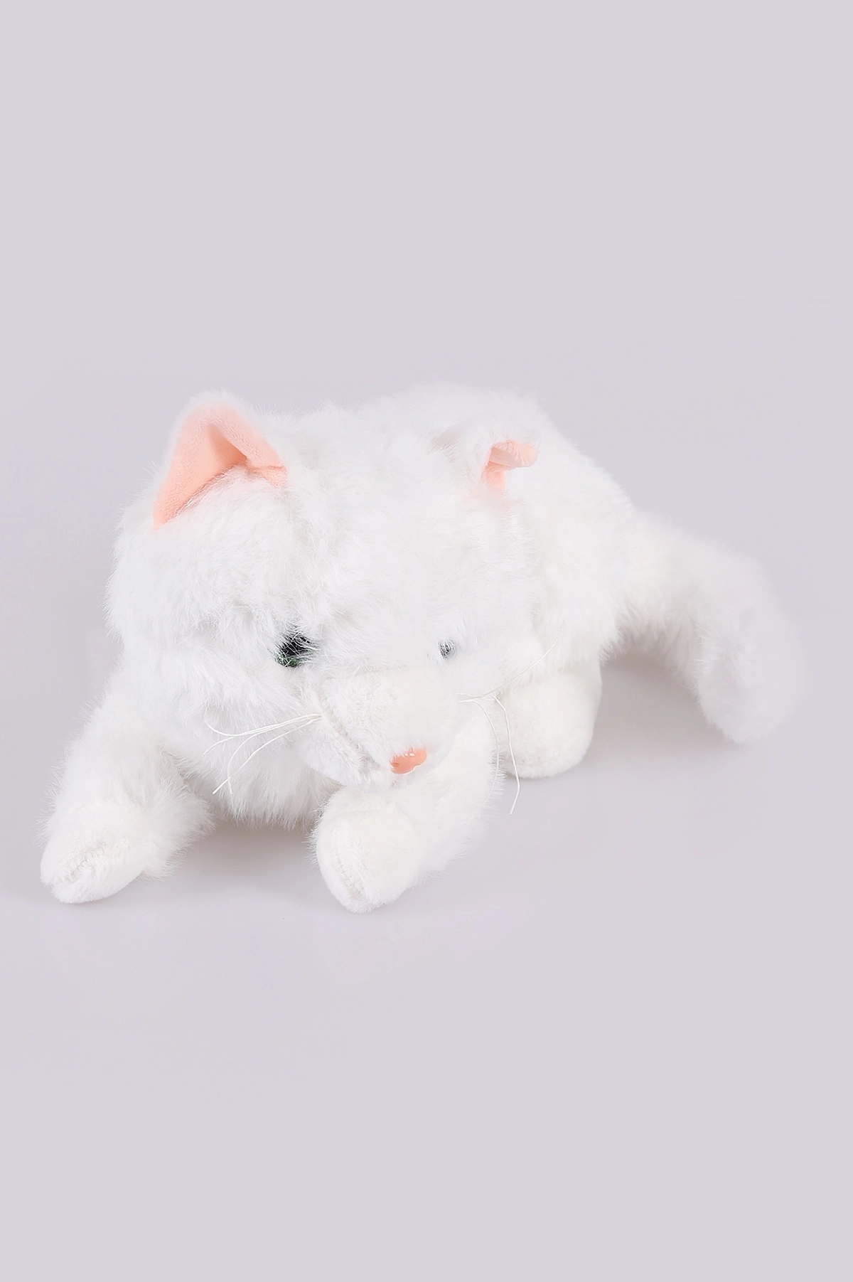 Beyaz Vardem 30 Cm İri Gözlü Sesli Peluş Kedi Oyuncağı 460536