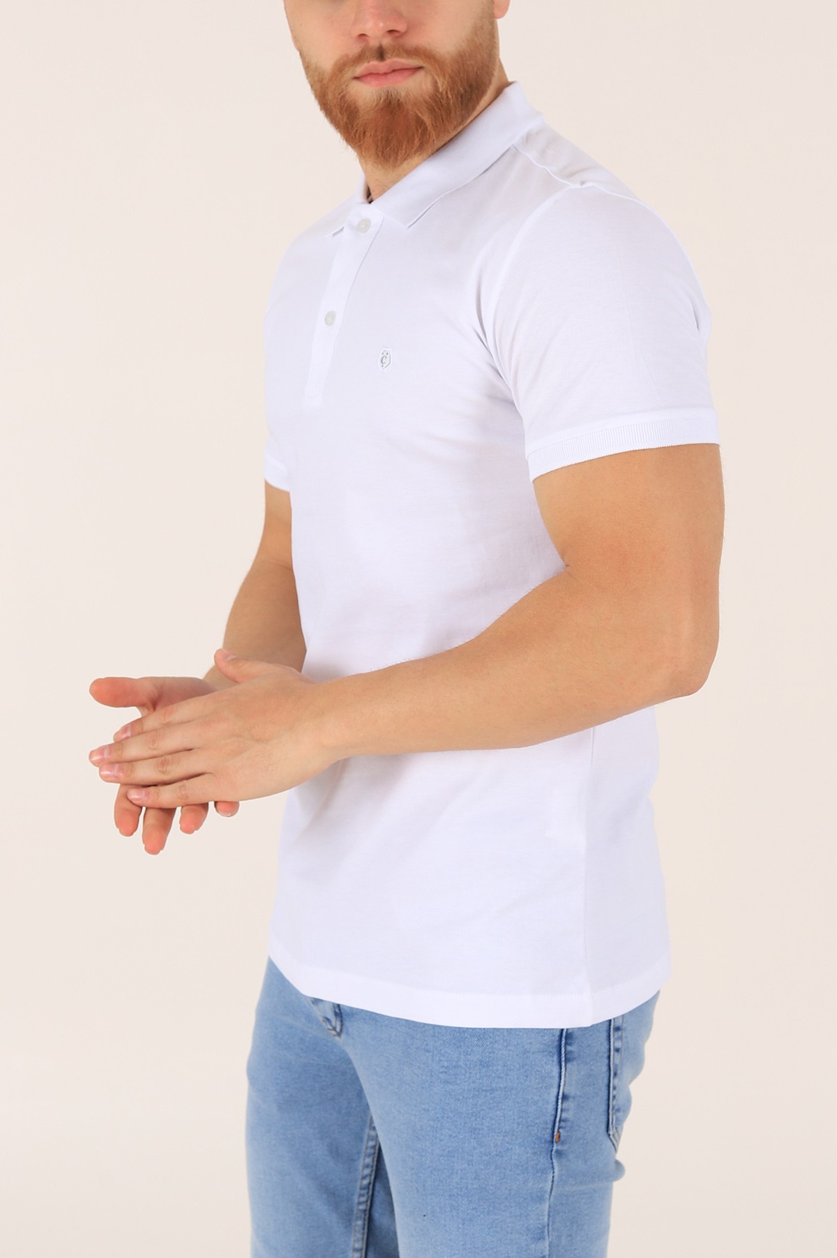 Beyaz Yakalı Düğmeli Erkek Tişört 165797