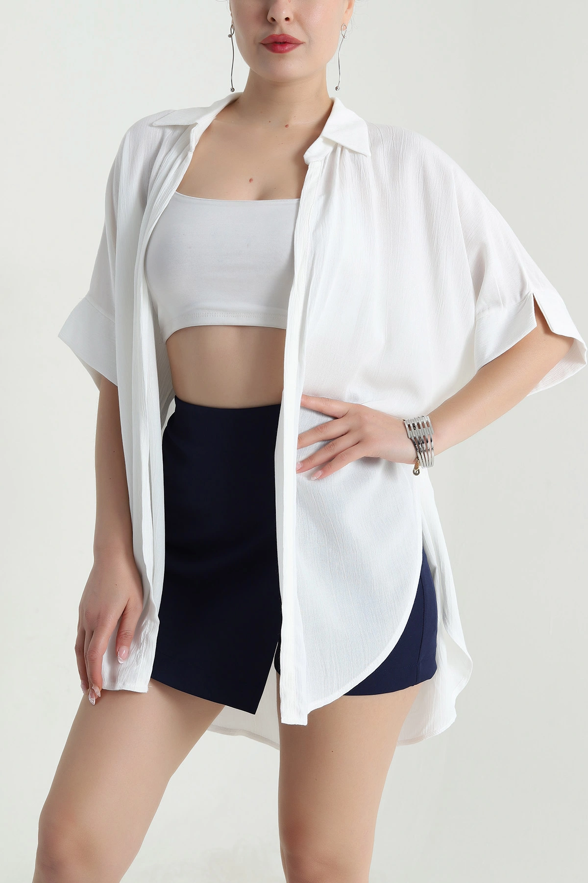Beyaz Yakalı Viskoz Kadın Kimono 481150