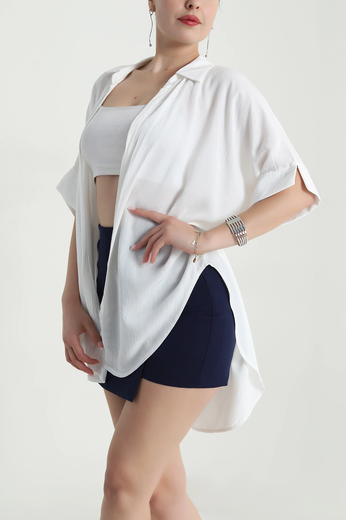 Beyaz Yakalı Viskoz Kadın Kimono 481150