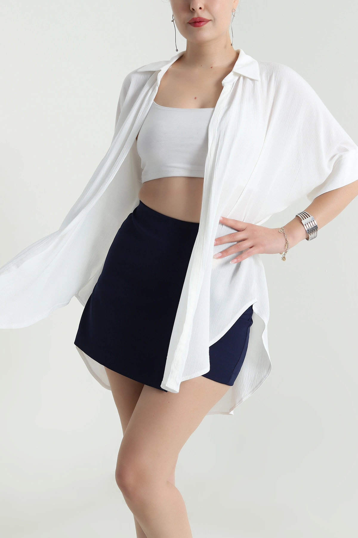 Beyaz Yakalı Viskoz Kadın Kimono 481150