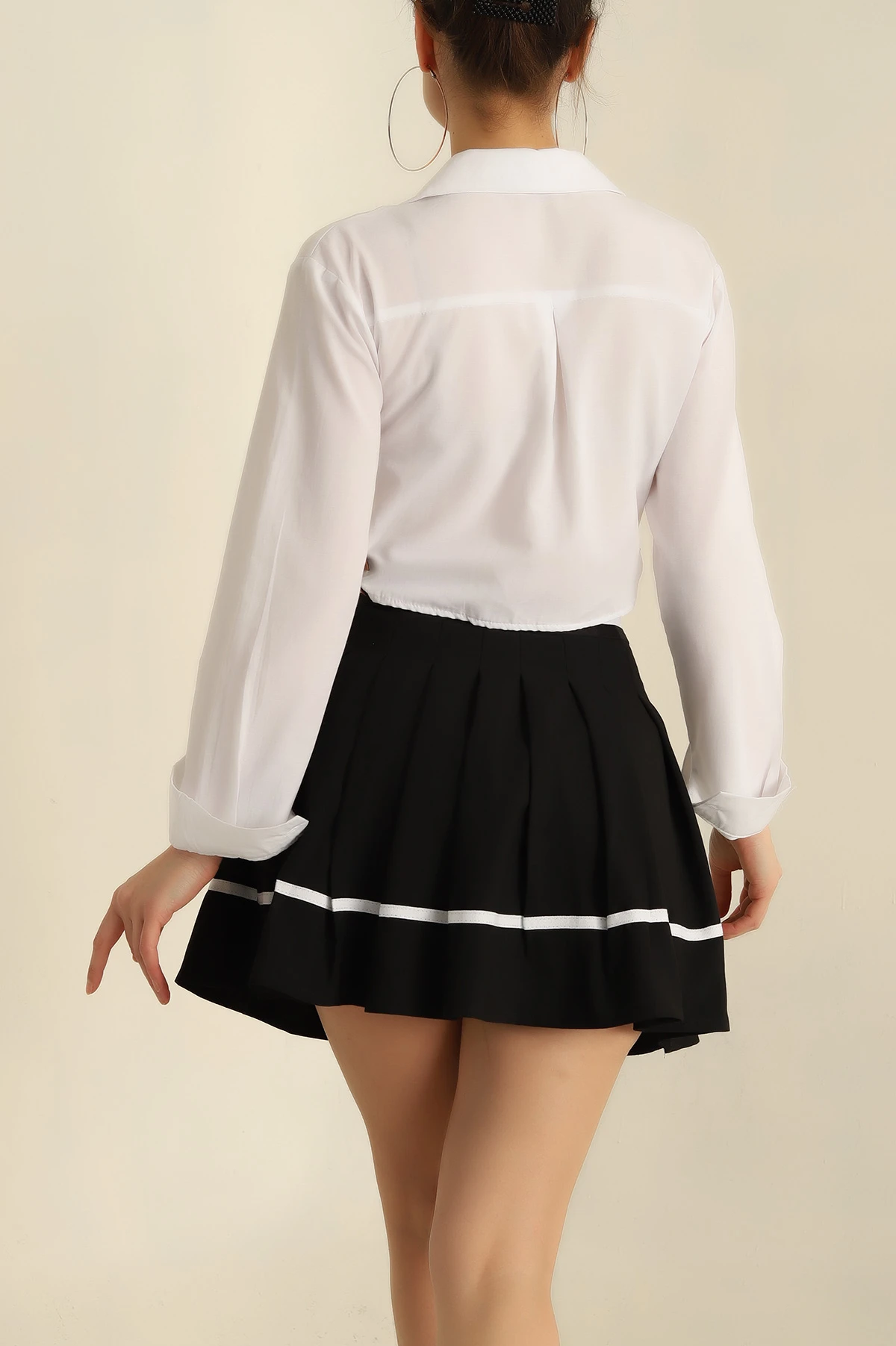 Beyaz Yanı Kemerli Poplin Bayan Gömlek 257745